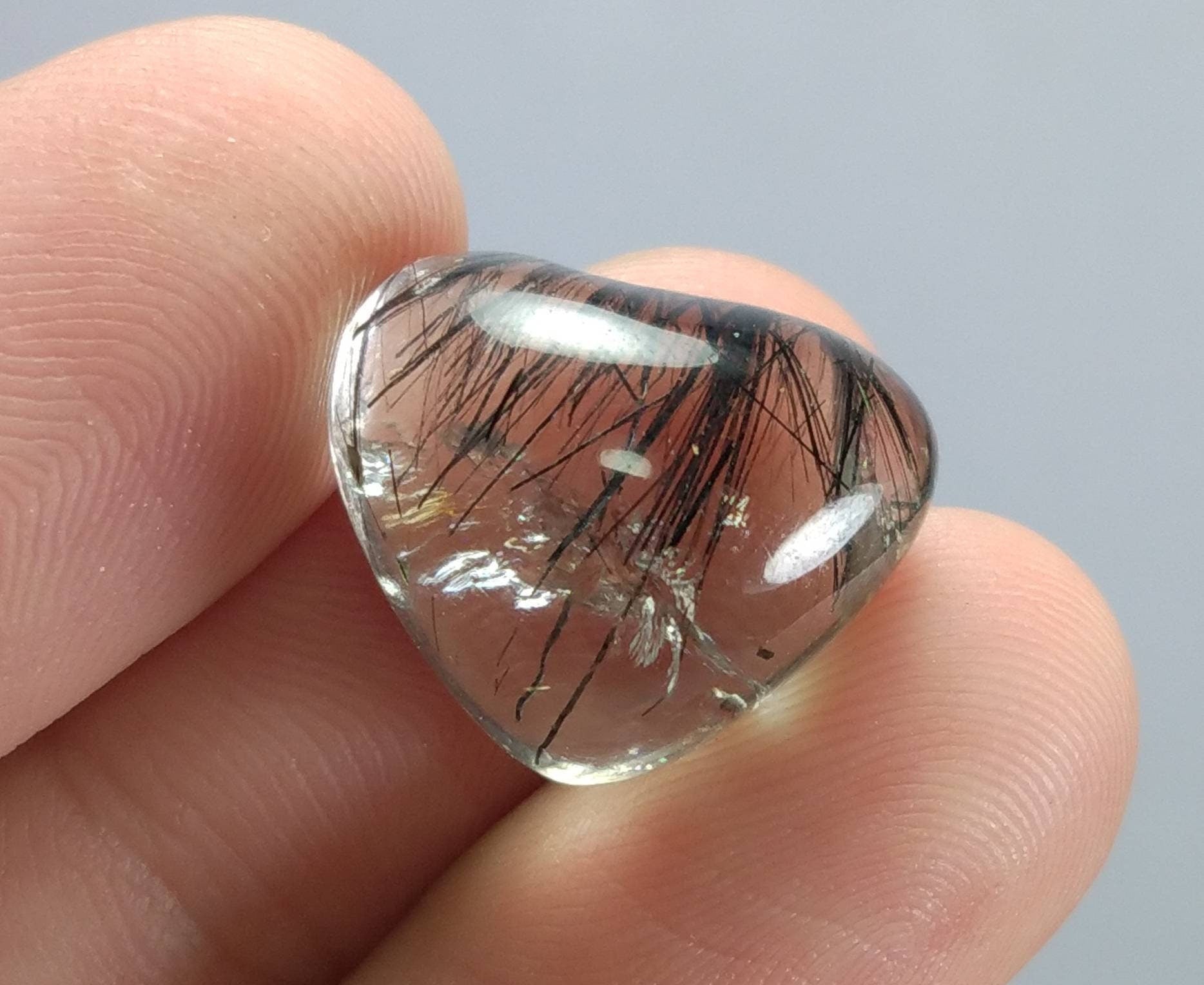 ARSAA GEMS AND MINERALSNatural fine quality beautiful 17 Carat heart shape black Tourmaline included Quartz Cabochon - Premium  from ARSAA GEMS AND MINERALS - Just $15.00! Shop now at ARSAA GEMS AND MINERALS