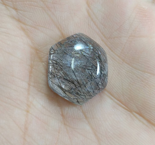 ARSAA GEMS AND MINERALSNatural fine quality beautiful 21.5 carat hexagonal shape black Tourmaline included Quartz Cabochon - Premium  from ARSAA GEMS AND MINERALS - Just $15.00! Shop now at ARSAA GEMS AND MINERALS