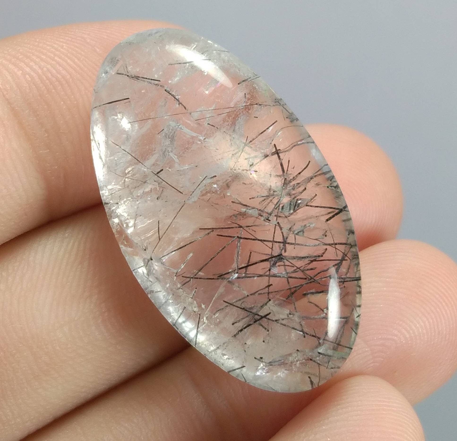 ARSAA GEMS AND MINERALSNatural fine quality beautiful 50 Carat oval shape black Tourmaline included quartz Cabochon - Premium  from ARSAA GEMS AND MINERALS - Just $30.00! Shop now at ARSAA GEMS AND MINERALS