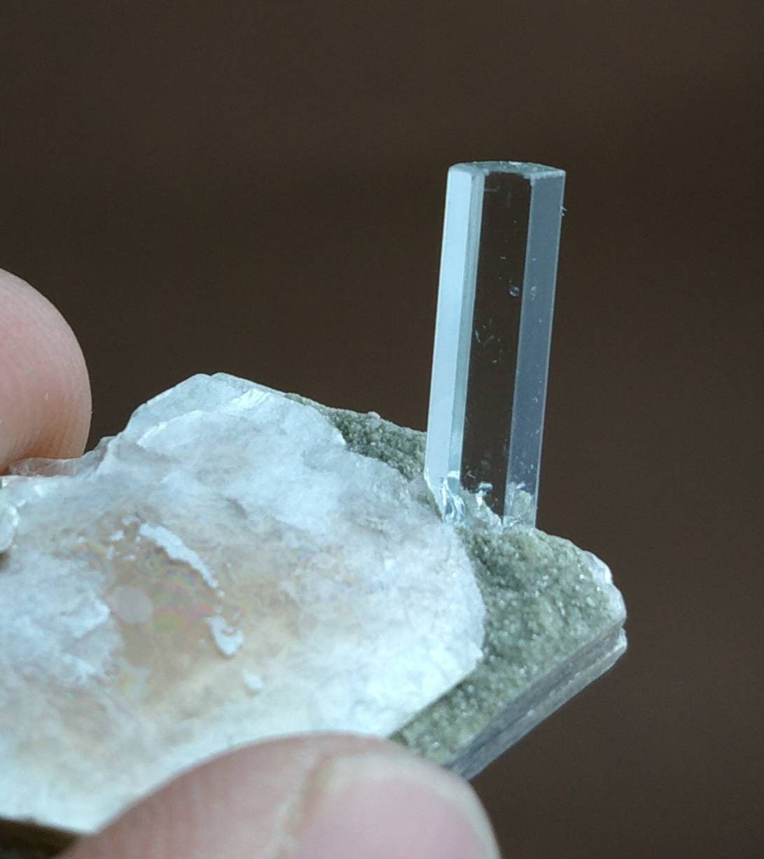 ARSAA GEMS AND MINERALSTerminated single on matrix on muscovite beautiful natural 4.5 grams clear crystal of aquamarine - Premium  from ARSAA GEMS AND MINERALS - Just $150.00! Shop now at ARSAA GEMS AND MINERALS