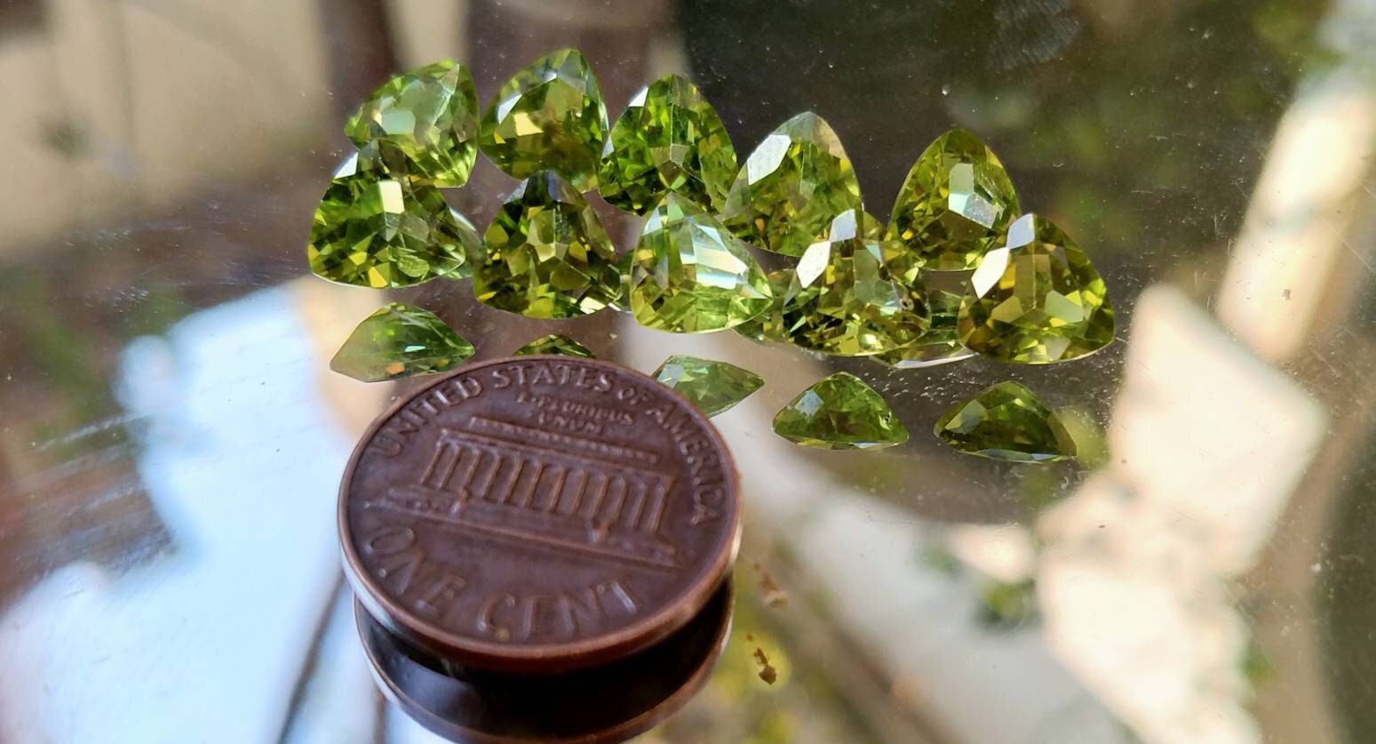 ARSAA GEMS AND MINERALSNatural top quality faceted beautiful trillion shape calibrated green peridot gems - Premium  from ARSAA GEMS AND MINERALS - Just $160.00! Shop now at ARSAA GEMS AND MINERALS