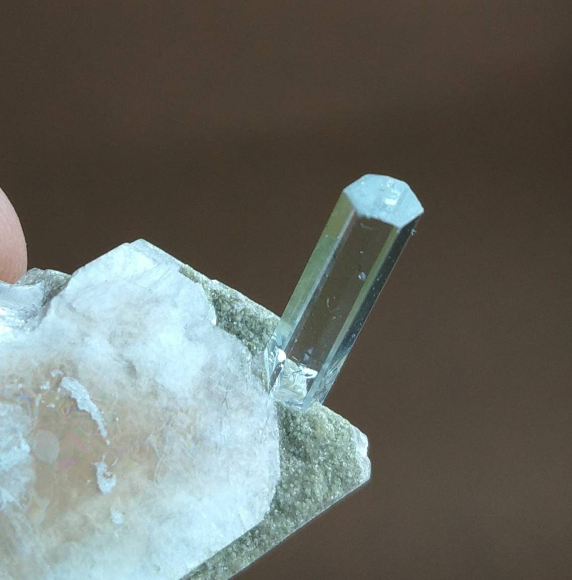 ARSAA GEMS AND MINERALSTerminated single on matrix on muscovite beautiful natural 4.5 grams clear crystal of aquamarine - Premium  from ARSAA GEMS AND MINERALS - Just $150.00! Shop now at ARSAA GEMS AND MINERALS