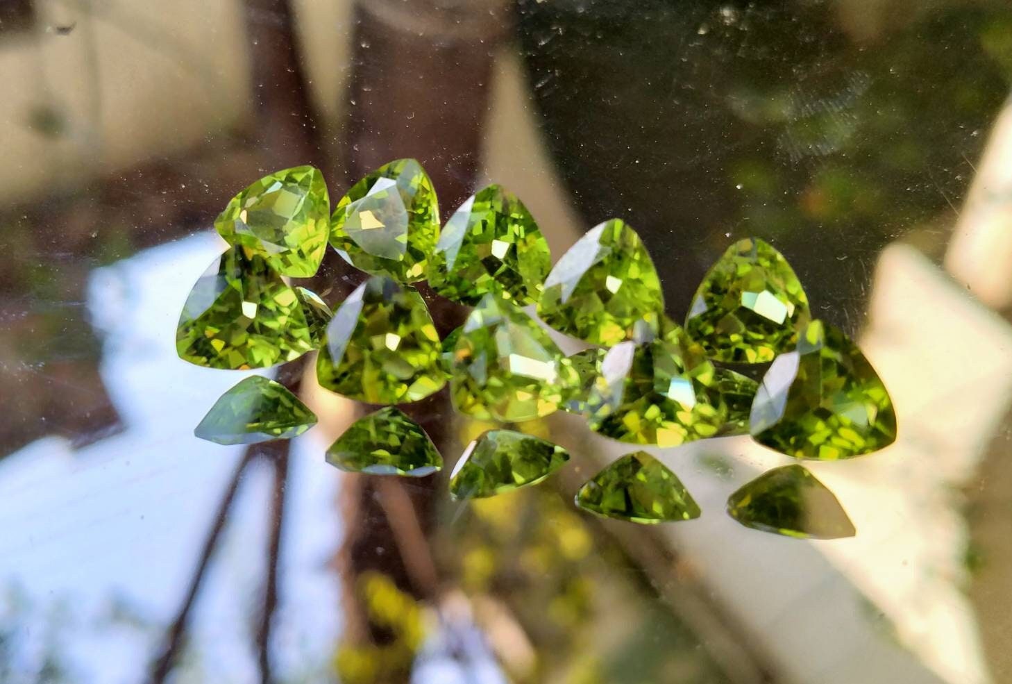 ARSAA GEMS AND MINERALSNatural top quality faceted beautiful trillion shape calibrated green peridot gems - Premium  from ARSAA GEMS AND MINERALS - Just $160.00! Shop now at ARSAA GEMS AND MINERALS