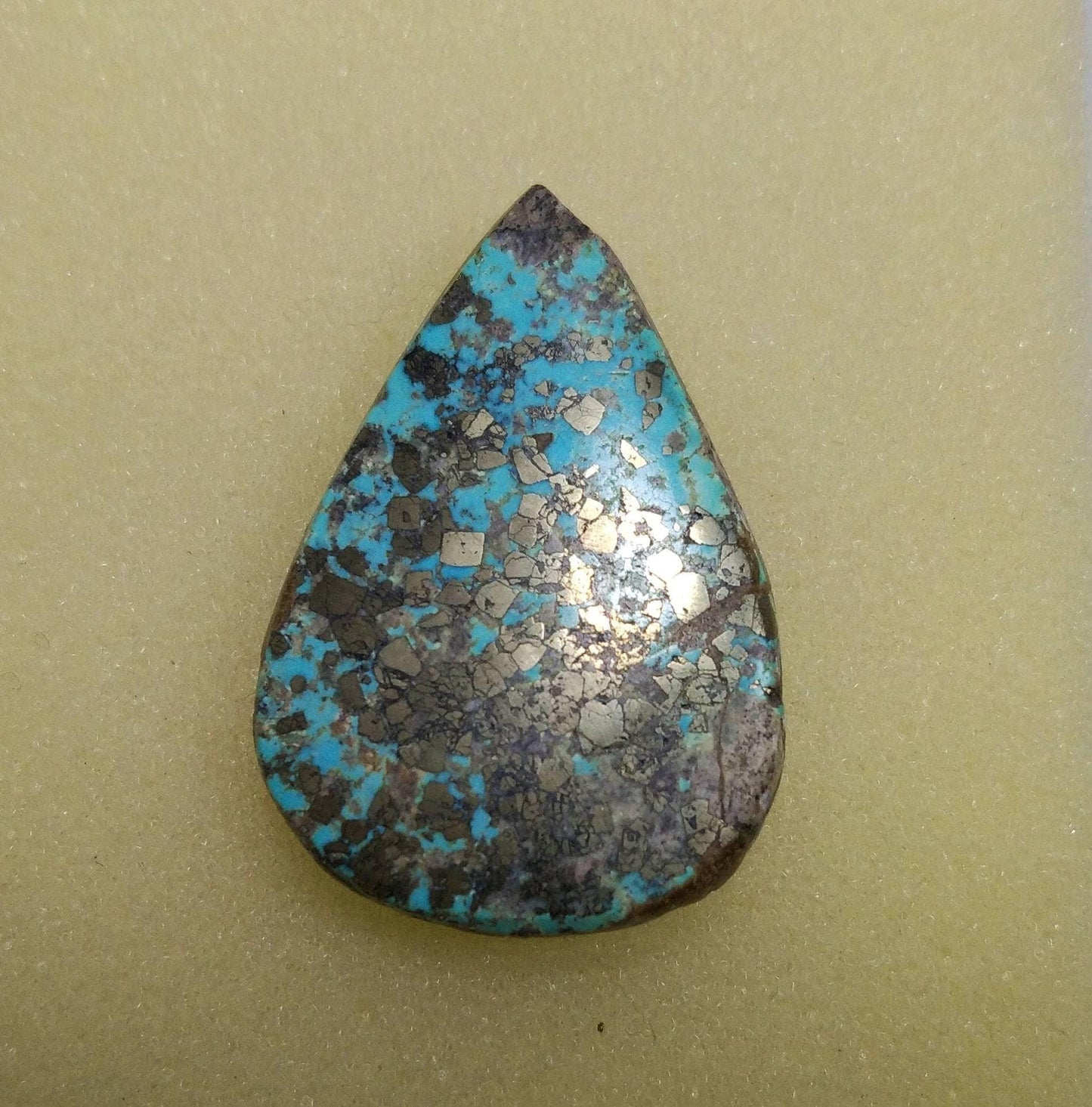 ARSAA GEMS AND MINERALSNatural good quality beautiful 34 carats pear shape turquoise with pyrite cabochon - Premium  from ARSAA GEMS AND MINERALS - Just $20.00! Shop now at ARSAA GEMS AND MINERALS