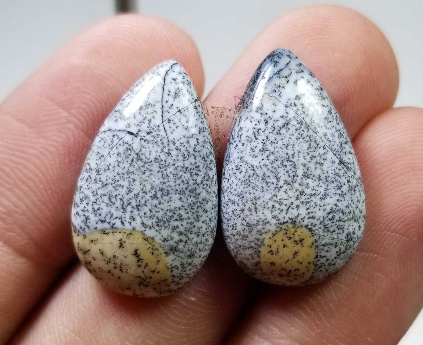 ARSAA GEMS AND MINERALSNatural Matching pair of high quality pear shape dendritic opal - Premium  from ARSAA GEMS AND MINERALS - Just $15.00! Shop now at ARSAA GEMS AND MINERALS