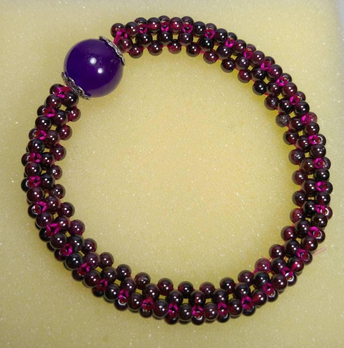 ARSAA GEMS AND MINERALSNatural good quality beautiful amethyst with garnet elastic bracelet - Premium  from ARSAA GEMS AND MINERALS - Just $20.00! Shop now at ARSAA GEMS AND MINERALS