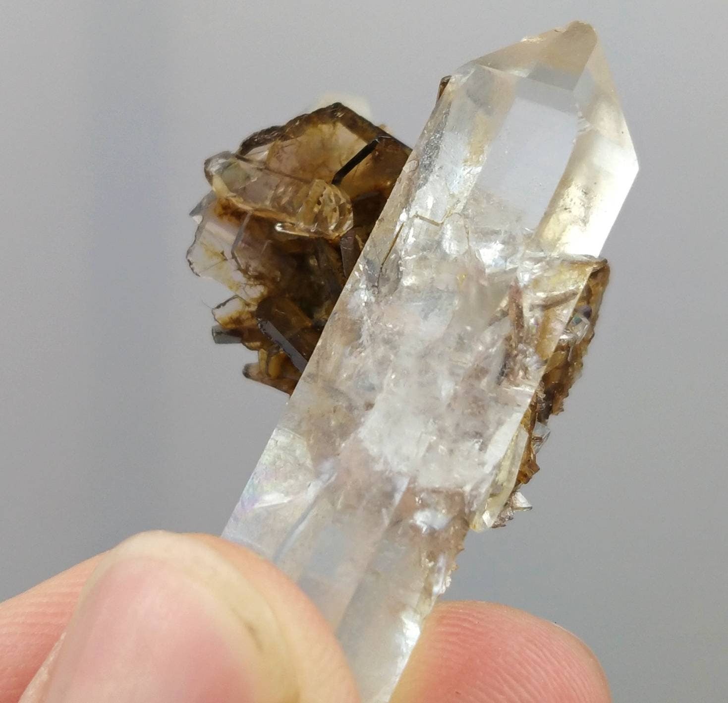 ARSAA GEMS AND MINERALSRare Quartz double terminated with on matrix clear axinite cluster from Mohmand Agency KPK Pakistan, weight 19.3 grams - Premium  from ARSAA GEMS AND MINERALS - Just $60.00! Shop now at ARSAA GEMS AND MINERALS