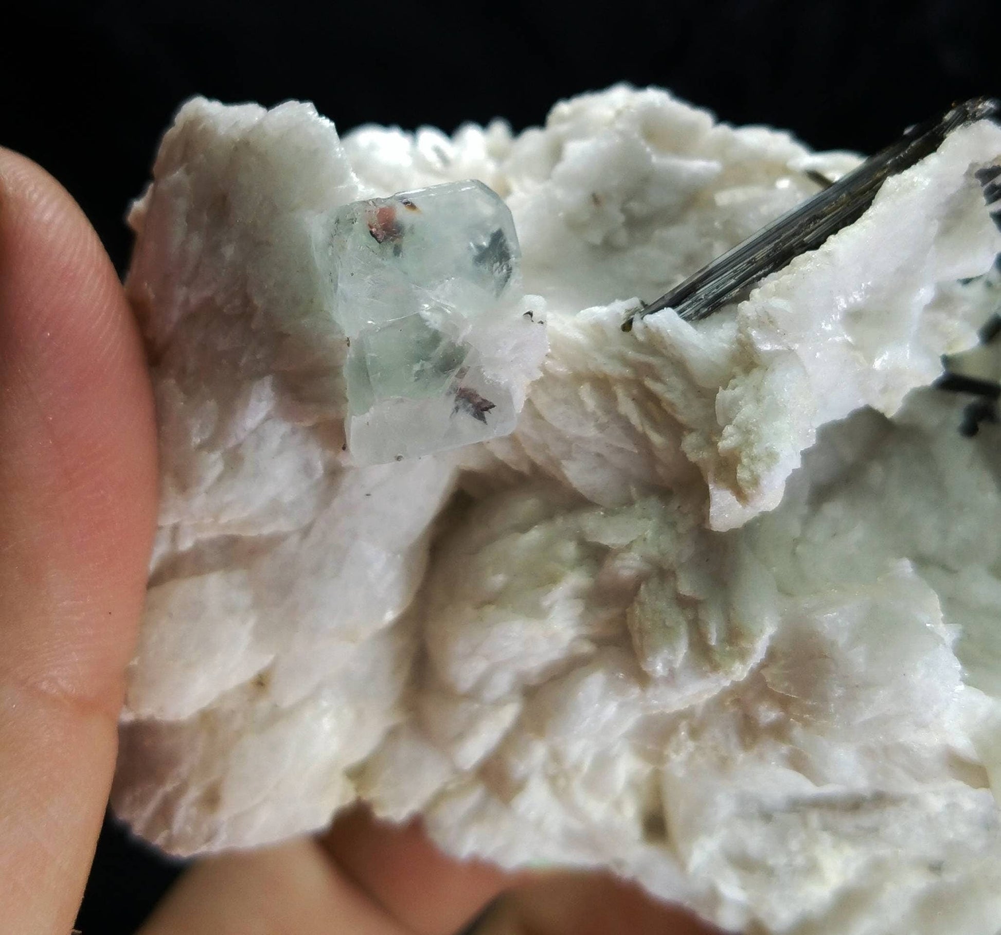 ARSAA GEMS AND MINERALSNatural aesthetic beautiful 238.8 grams combination of terminated tourmaline with aquamarine crystal on matrix on Albite - Premium  from ARSAA GEMS AND MINERALS - Just $120.00! Shop now at ARSAA GEMS AND MINERALS