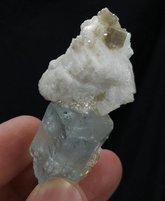 ARSAA GEMS AND MINERALSTop Quality beautiful natural 28.9 grams very rare terminated Aquamarine crystal with albite and moscovite on top of Crystal - Premium  from ARSAA GEMS AND MINERALS - Just $100.00! Shop now at ARSAA GEMS AND MINERALS