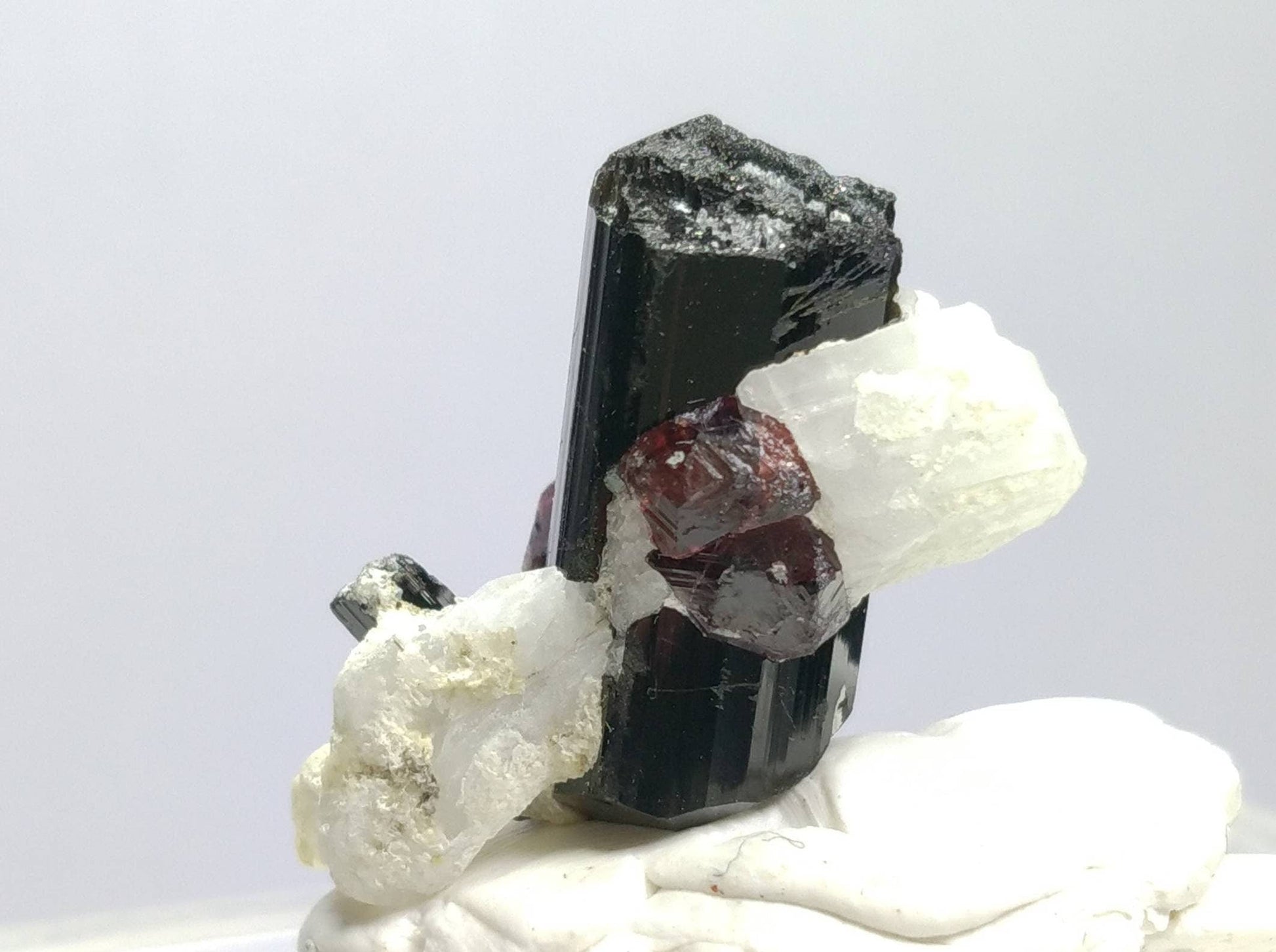 ARSAA GEMS AND MINERALSTop Quality beautiful natural 8 grams amazing terminated cluster of black tourmaline with spessartine garnet Albite and muscovite mica - Premium  from ARSAA GEMS AND MINERALS - Just $50.00! Shop now at ARSAA GEMS AND MINERALS