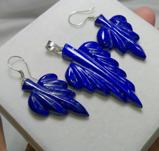 ARSAA GEMS AND MINERALSNatural fine quality beautiful small jewellery set of leaf shape lapis lazuli pendants - Premium  from ARSAA GEMS AND MINERALS - Just $50.00! Shop now at ARSAA GEMS AND MINERALS