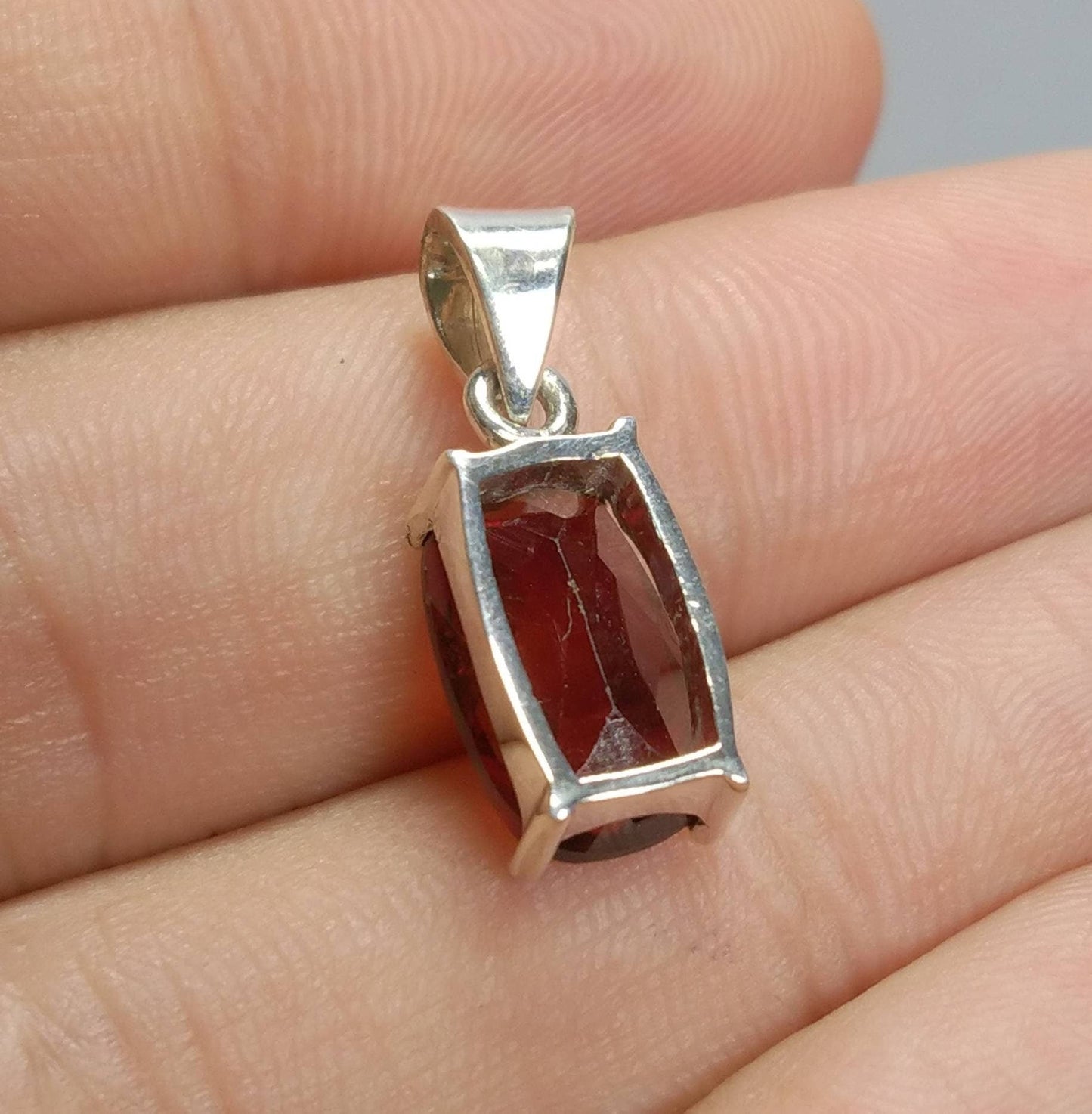ARSAA GEMS AND MINERALSNatural fine quality beautiful VV Clarity radiant shape red rhodolite garnet sterling silver pendant - Premium  from ARSAA GEMS AND MINERALS - Just $40.00! Shop now at ARSAA GEMS AND MINERALS