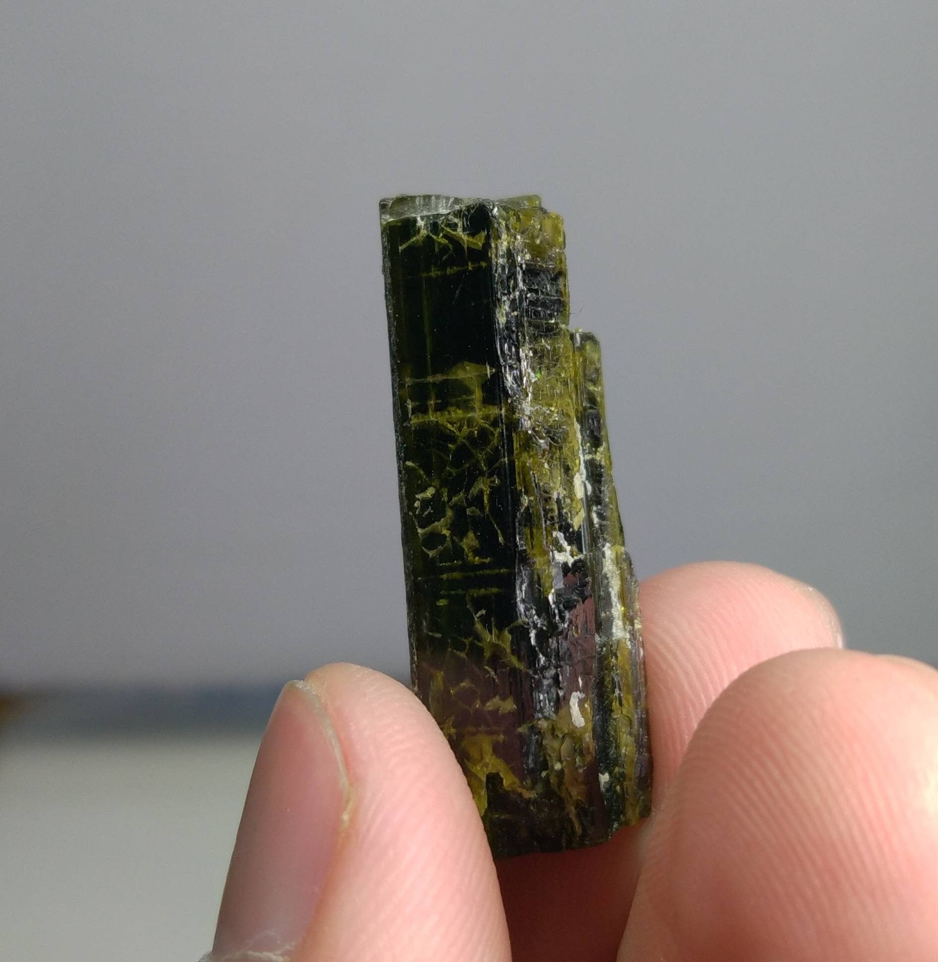 ARSAA GEMS AND MINERALSNatural clear aesthetic 7.1 gram Beautiful perfectly terminated etched pleochroic  epidote crystal - Premium  from ARSAA GEMS AND MINERALS - Just $30.00! Shop now at ARSAA GEMS AND MINERALS