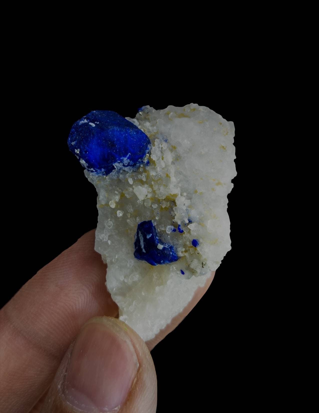 ARSAA GEMS AND MINERALSLazurite var hauyune on matrix on calcite Crystal, weight 23.7 grams - Premium  from ARSAA GEMS AND MINERALS - Just $55.00! Shop now at ARSAA GEMS AND MINERALS