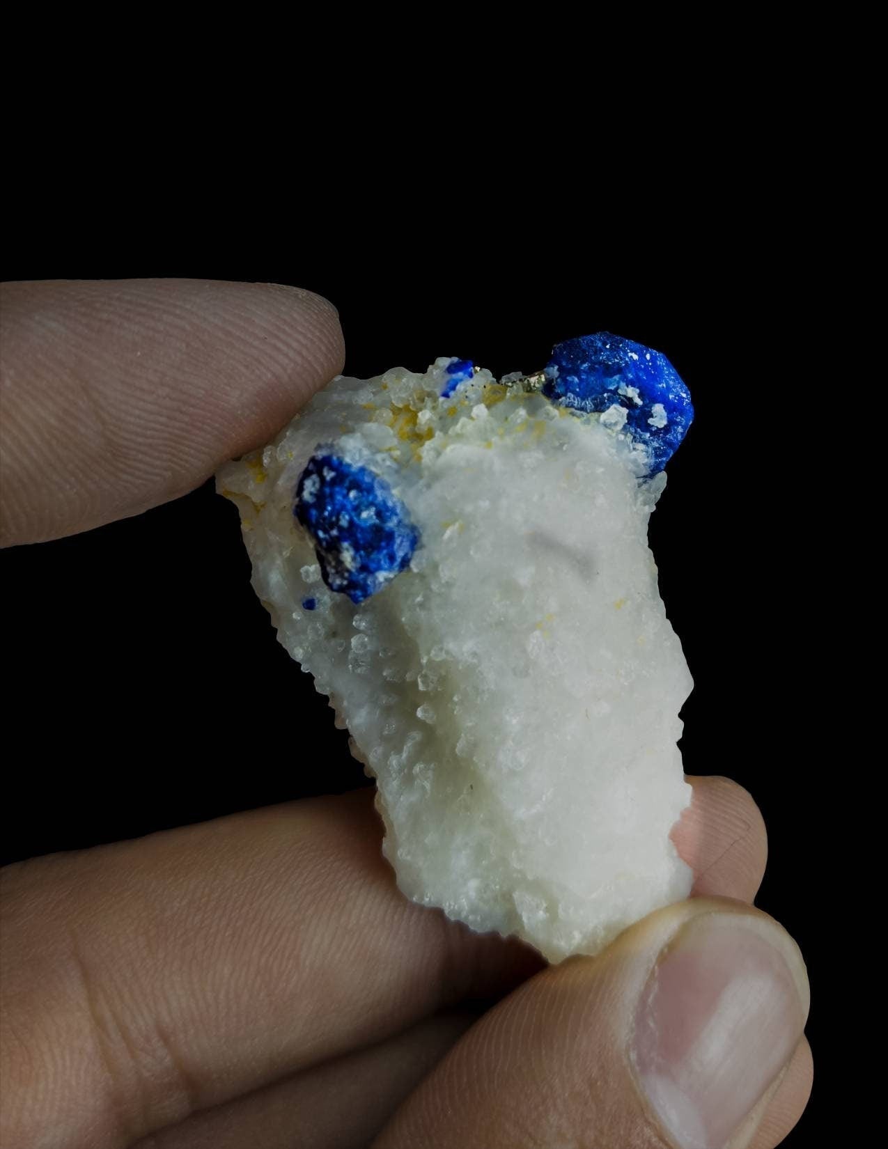 ARSAA GEMS AND MINERALSLazurite var hauyune on matrix on calcite Crystal, weight 23.7 grams - Premium  from ARSAA GEMS AND MINERALS - Just $55.00! Shop now at ARSAA GEMS AND MINERALS