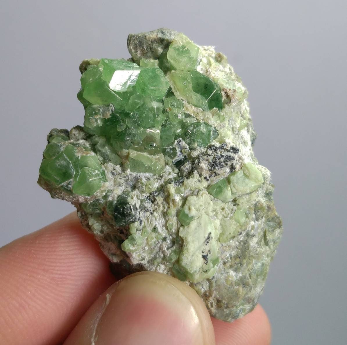 ARSAA GEMS AND MINERALSNatural top quality 24.7 grams Very Rare Natural vibrant green Demantoid Garnet cluster on matrix - Premium  from ARSAA GEMS AND MINERALS - Just $120.00! Shop now at ARSAA GEMS AND MINERALS