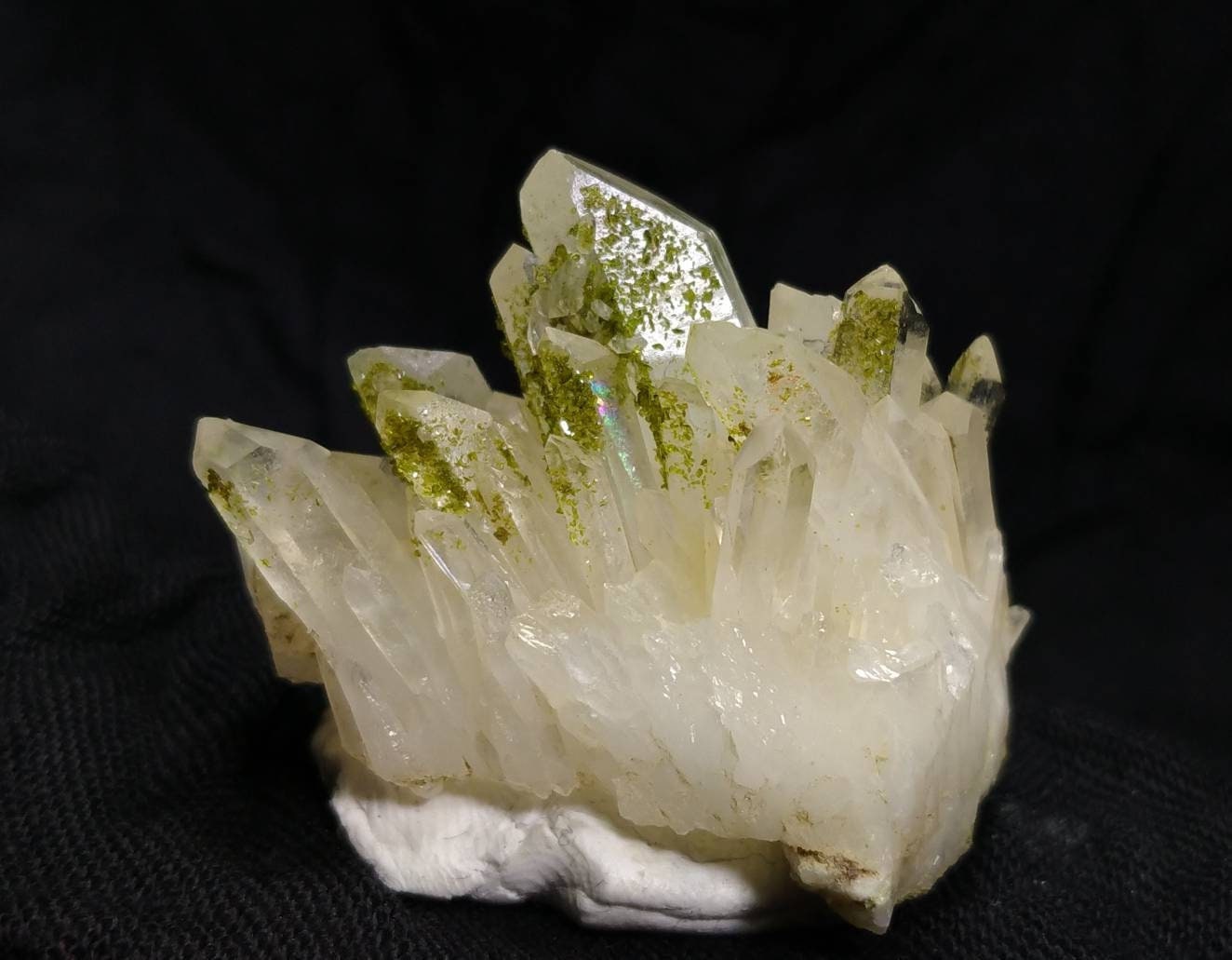 ARSAA GEMS AND MINERALSNatural top quality 37.7 grams one time found Very rare aesthetic green epidote are growing on quartz cluster - Premium  from ARSAA GEMS AND MINERALS - Just $75.00! Shop now at ARSAA GEMS AND MINERALS