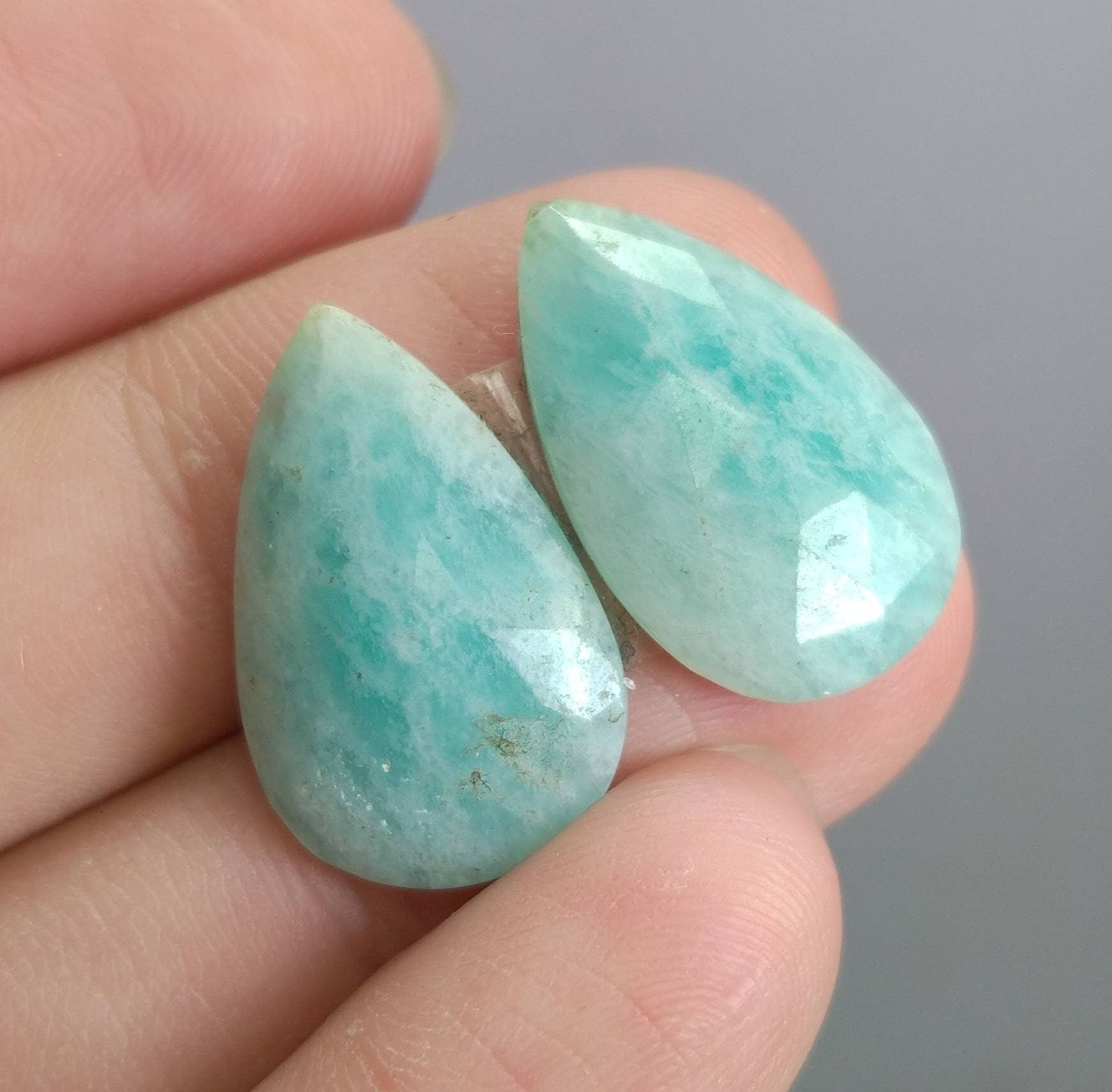 ARSAA GEMS AND MINERALSNatural top quality beautiful 15 carats pair of pear shape rose cut Faceted amazonite Cabochons - Premium  from ARSAA GEMS AND MINERALS - Just $15.00! Shop now at ARSAA GEMS AND MINERALS