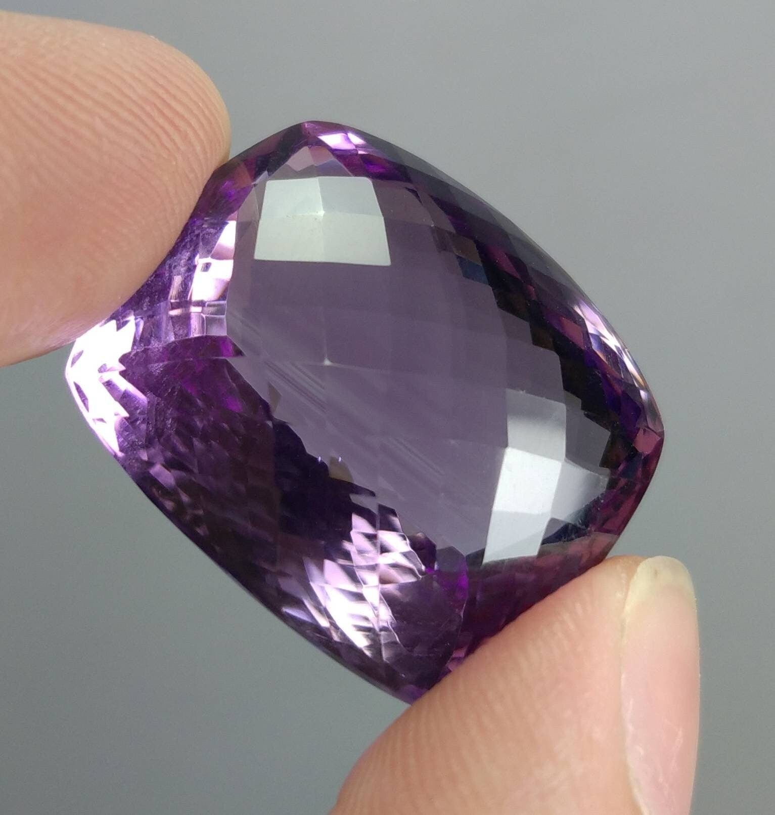 ARSAA GEMS AND MINERALSNatural top quality beautiful 55 carats eye clean clarity deep purple color faceted checkerboard shape amethyst gem - Premium  from ARSAA GEMS AND MINERALS - Just $160.00! Shop now at ARSAA GEMS AND MINERALS