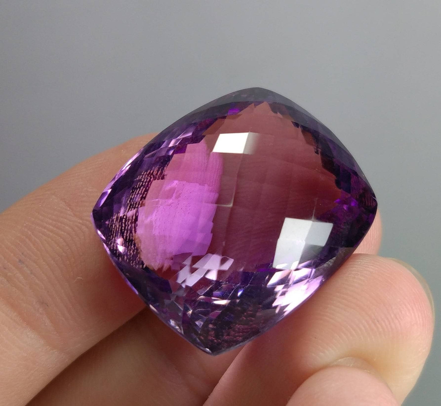 ARSAA GEMS AND MINERALSNatural top quality beautiful 55 carats eye clean clarity deep purple color faceted checkerboard shape amethyst gem - Premium  from ARSAA GEMS AND MINERALS - Just $160.00! Shop now at ARSAA GEMS AND MINERALS