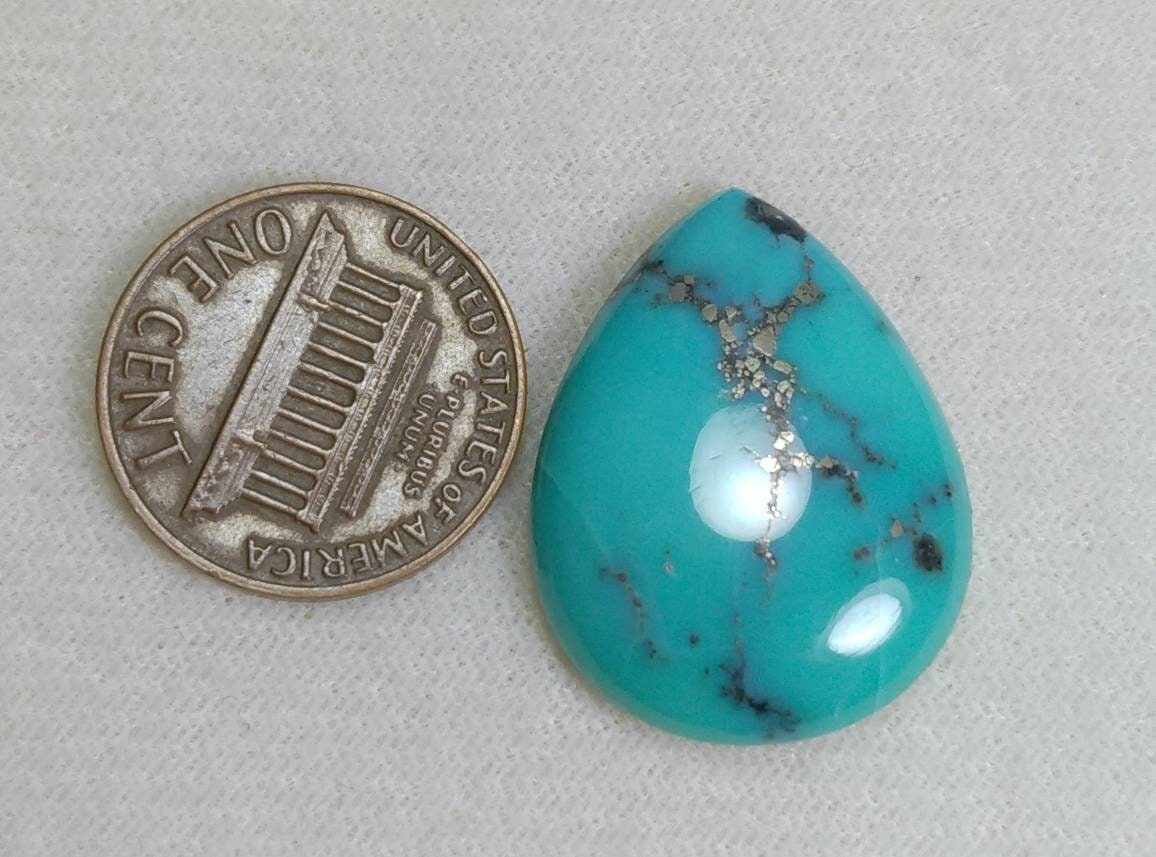 ARSAA GEMS AND MINERALSNatural aesthetic fine quality 20.5 carats peae shape kingman turquoise with pyrite cabochon - Premium  from ARSAA GEMS AND MINERALS - Just $25.00! Shop now at ARSAA GEMS AND MINERALS