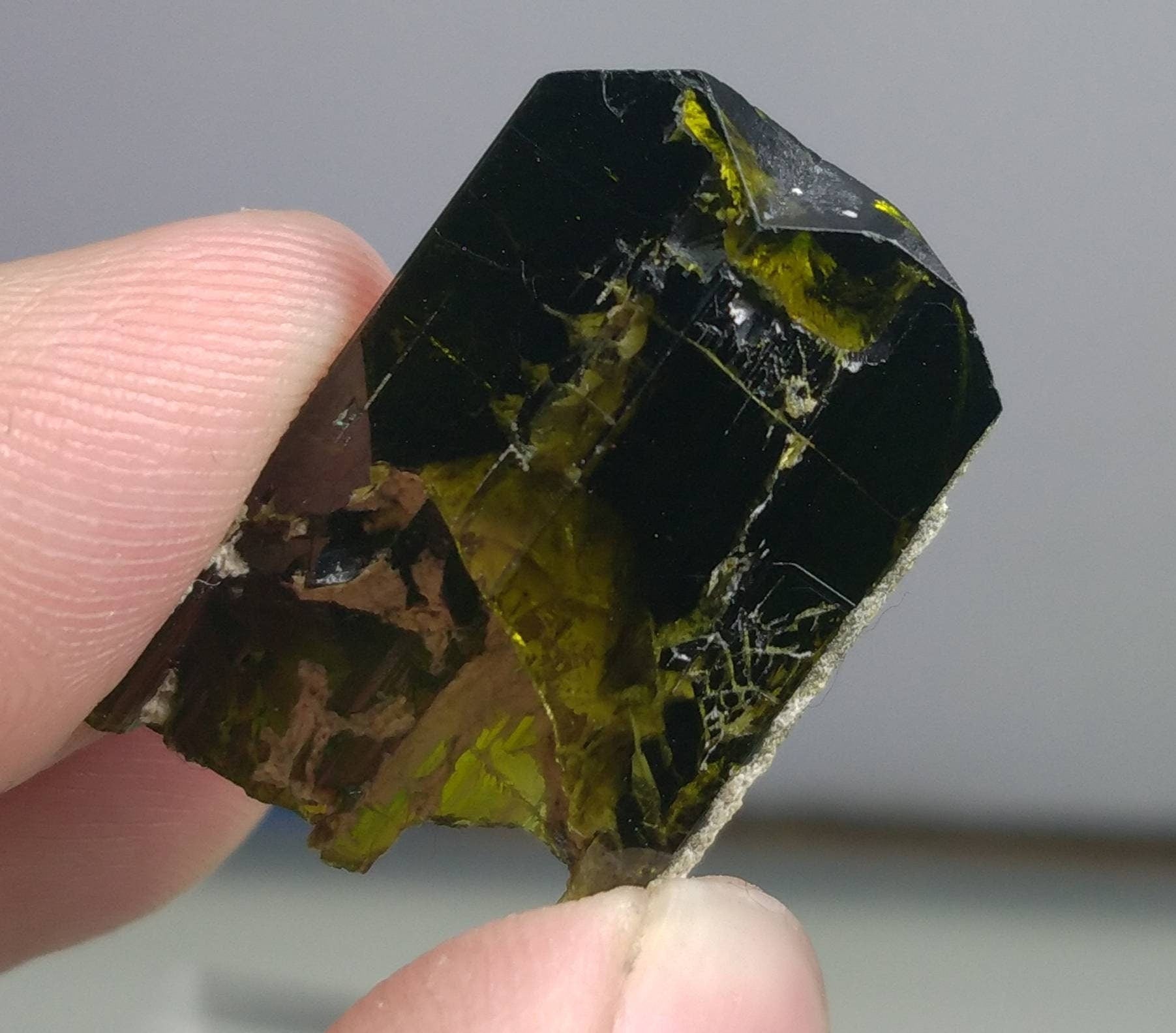 ARSAA GEMS AND MINERALSNatural clear aesthetic 4.9 gram Beautiful perfectly terminated etched pleochroic epidote crystal - Premium  from ARSAA GEMS AND MINERALS - Just $25.00! Shop now at ARSAA GEMS AND MINERALS
