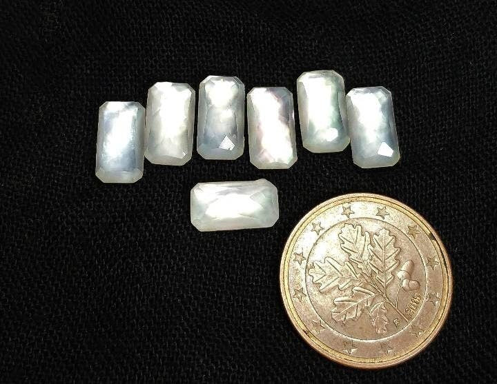 ARSAA GEMS AND MINERALSNatural fine quality beautiful small lot of calibrated rectangular shapes quartz with mother of pearl douplets cabochons - Premium  from ARSAA GEMS AND MINERALS - Just $30.00! Shop now at ARSAA GEMS AND MINERALS