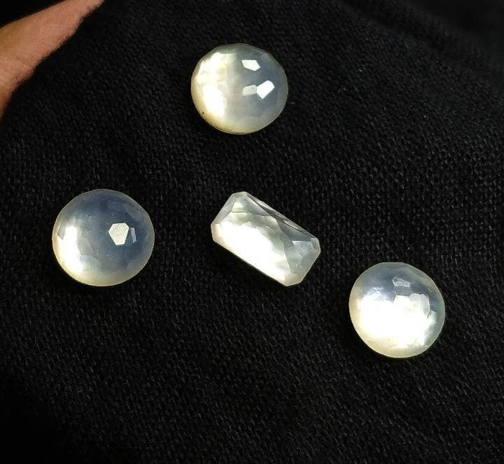 ARSAA GEMS AND MINERALSNatural top quality beautiful 13 carats small set of rose cut Faceted quartz with mother of pearl doublets Cabochons - Premium  from ARSAA GEMS AND MINERALS - Just $20.00! Shop now at ARSAA GEMS AND MINERALS