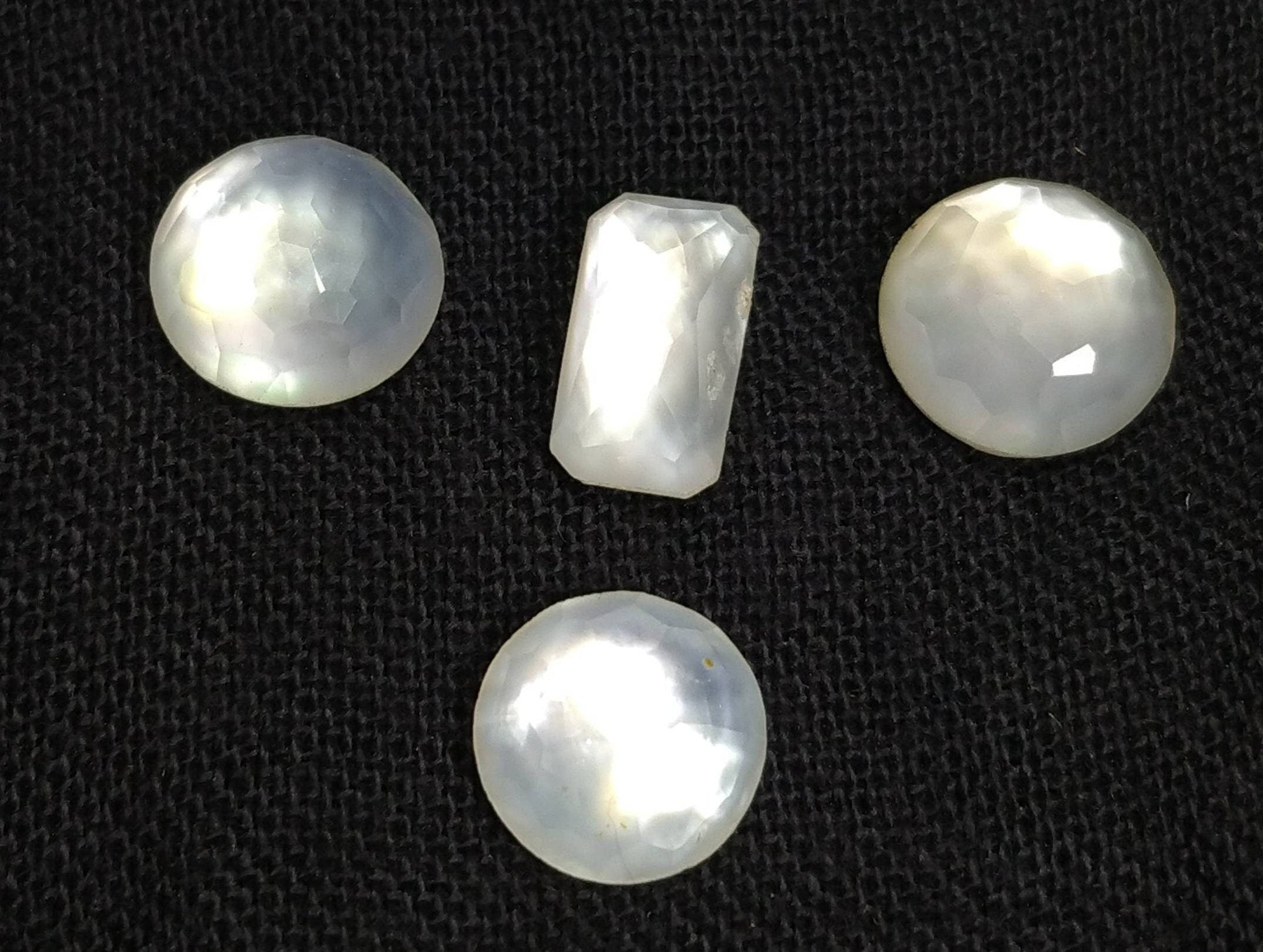 ARSAA GEMS AND MINERALSNatural top quality beautiful 13 carats small set of rose cut Faceted quartz with mother of pearl doublets Cabochons - Premium  from ARSAA GEMS AND MINERALS - Just $20.00! Shop now at ARSAA GEMS AND MINERALS