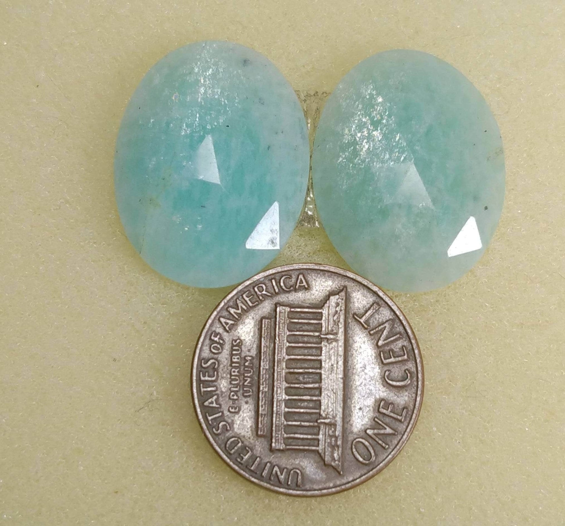 ARSAA GEMS AND MINERALSNatural top quality beautiful 18 carats pair of oval shape rose cut Faceted amazonite Cabochons - Premium  from ARSAA GEMS AND MINERALS - Just $15.00! Shop now at ARSAA GEMS AND MINERALS