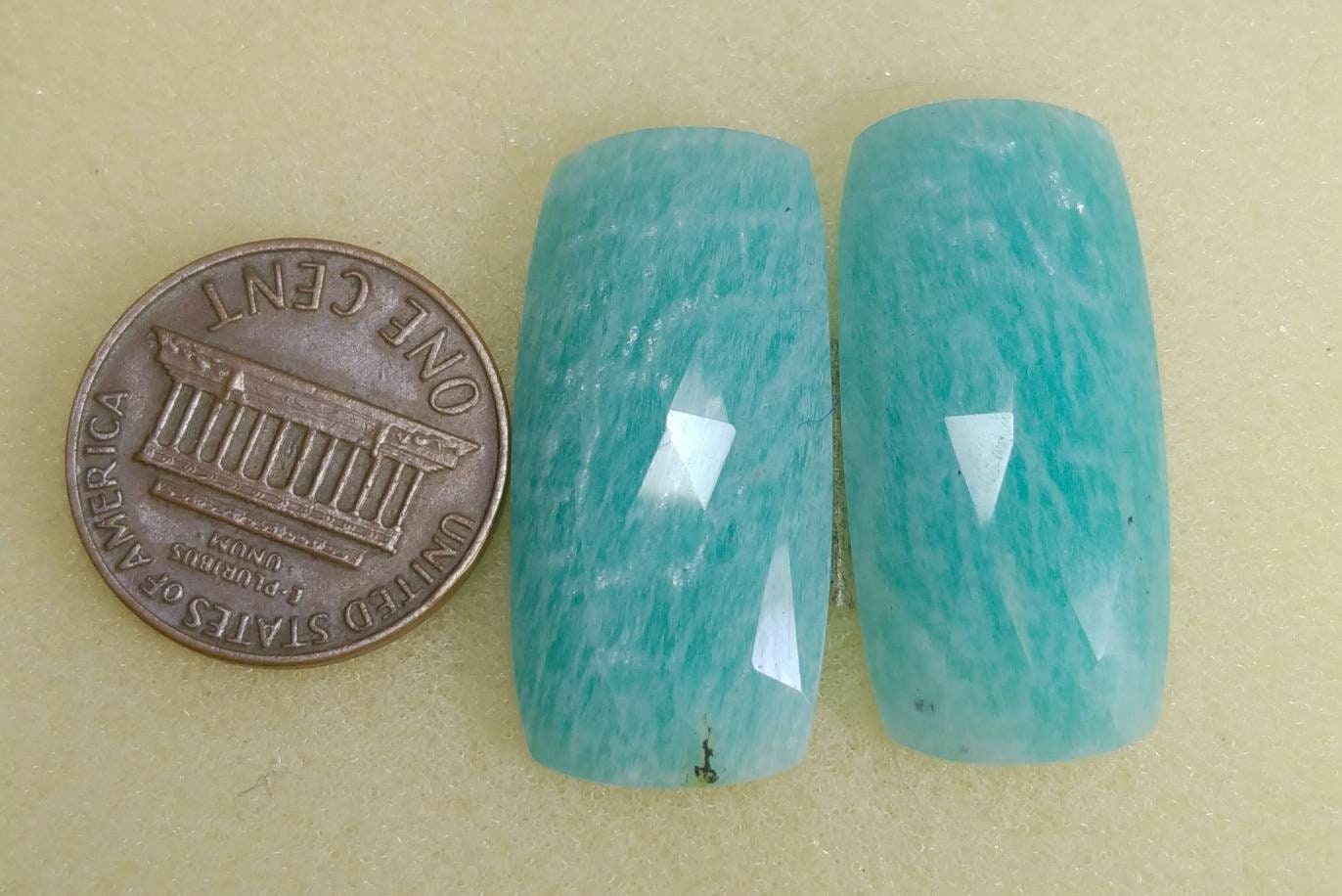 ARSAA GEMS AND MINERALSNatural top quality beautiful 33 carats pair of rectangular shape rose cut Faceted amazonite Cabochons - Premium  from ARSAA GEMS AND MINERALS - Just $20.00! Shop now at ARSAA GEMS AND MINERALS