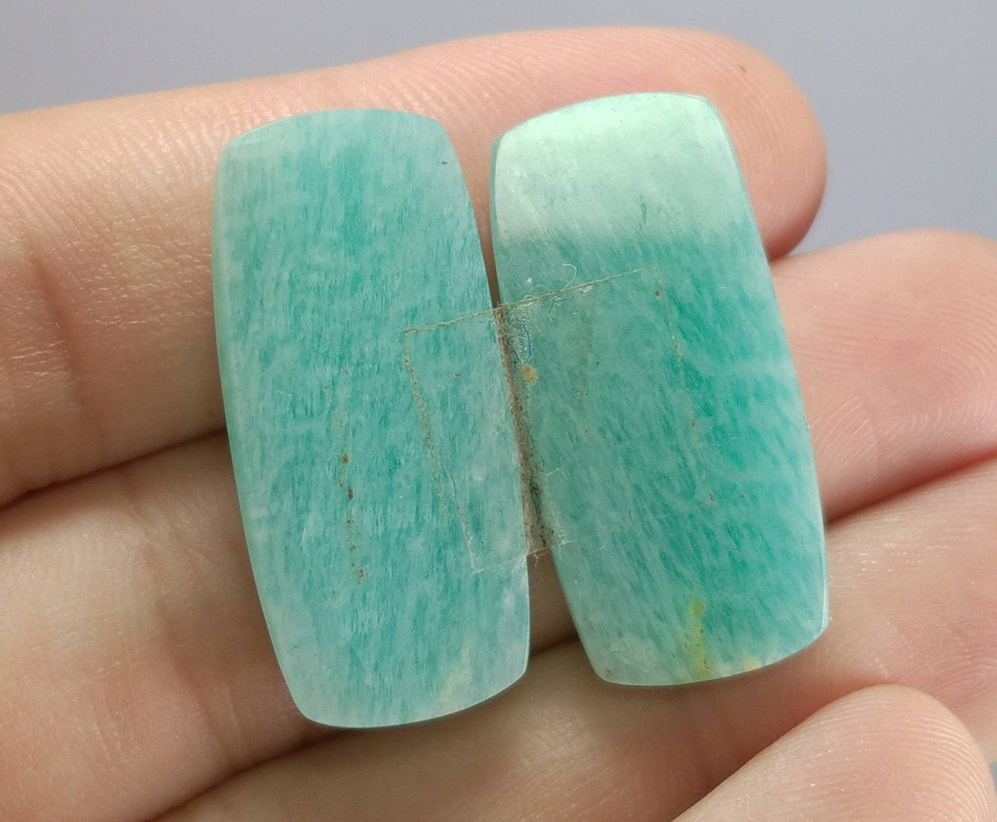 ARSAA GEMS AND MINERALSNatural top quality beautiful 33 carats pair of rectangular shape rose cut Faceted amazonite Cabochons - Premium  from ARSAA GEMS AND MINERALS - Just $20.00! Shop now at ARSAA GEMS AND MINERALS