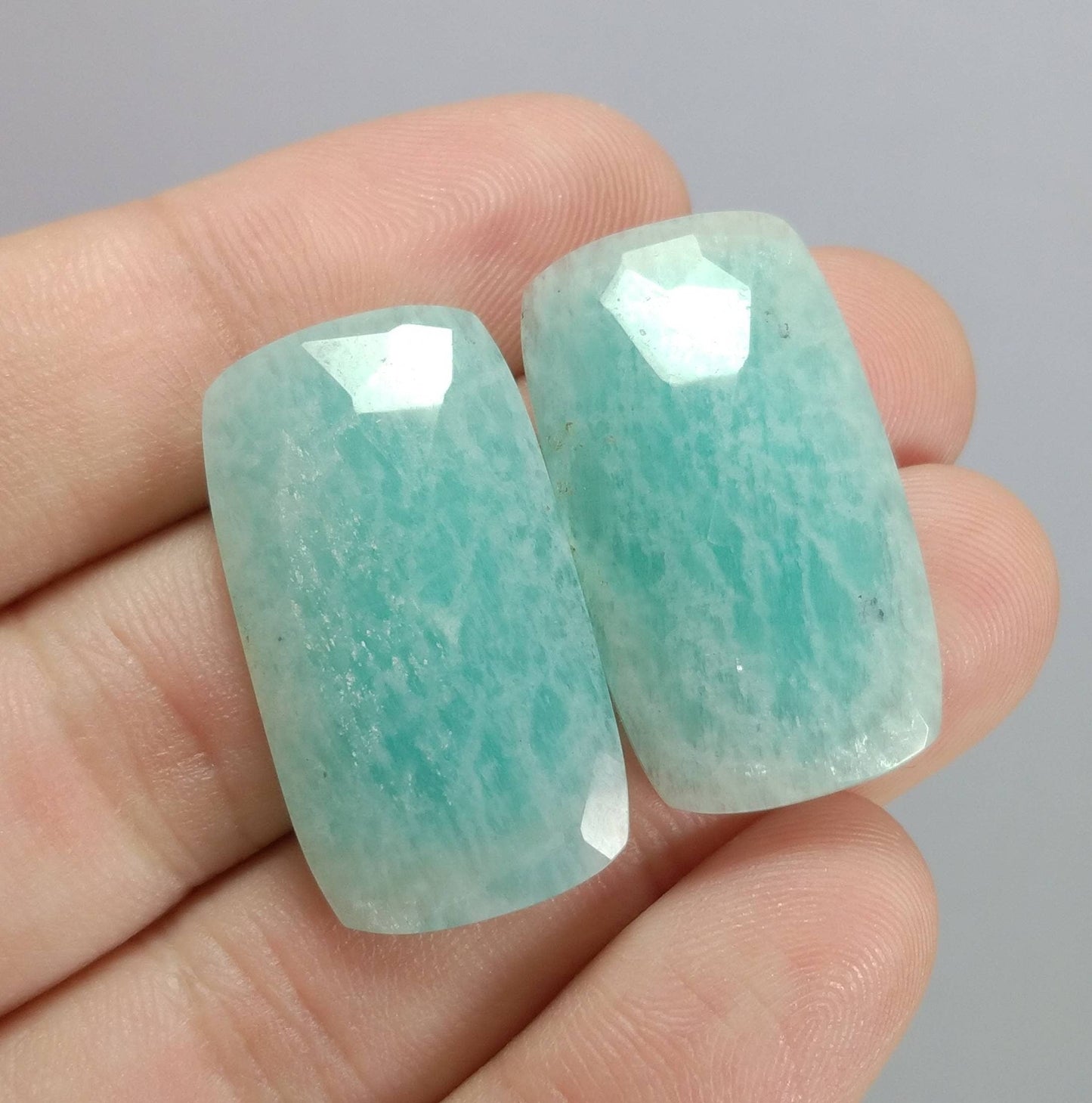 ARSAA GEMS AND MINERALSNatural top quality beautiful 40 carats pair of rectangular shape rose cut Faceted amazonite Cabochons - Premium  from ARSAA GEMS AND MINERALS - Just $20.00! Shop now at ARSAA GEMS AND MINERALS