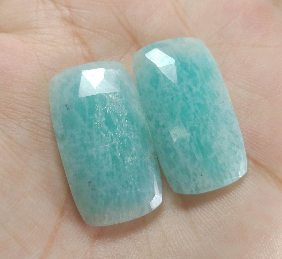 ARSAA GEMS AND MINERALSNatural top quality beautiful 40 carats pair of rectangular shape rose cut Faceted amazonite Cabochons - Premium  from ARSAA GEMS AND MINERALS - Just $20.00! Shop now at ARSAA GEMS AND MINERALS