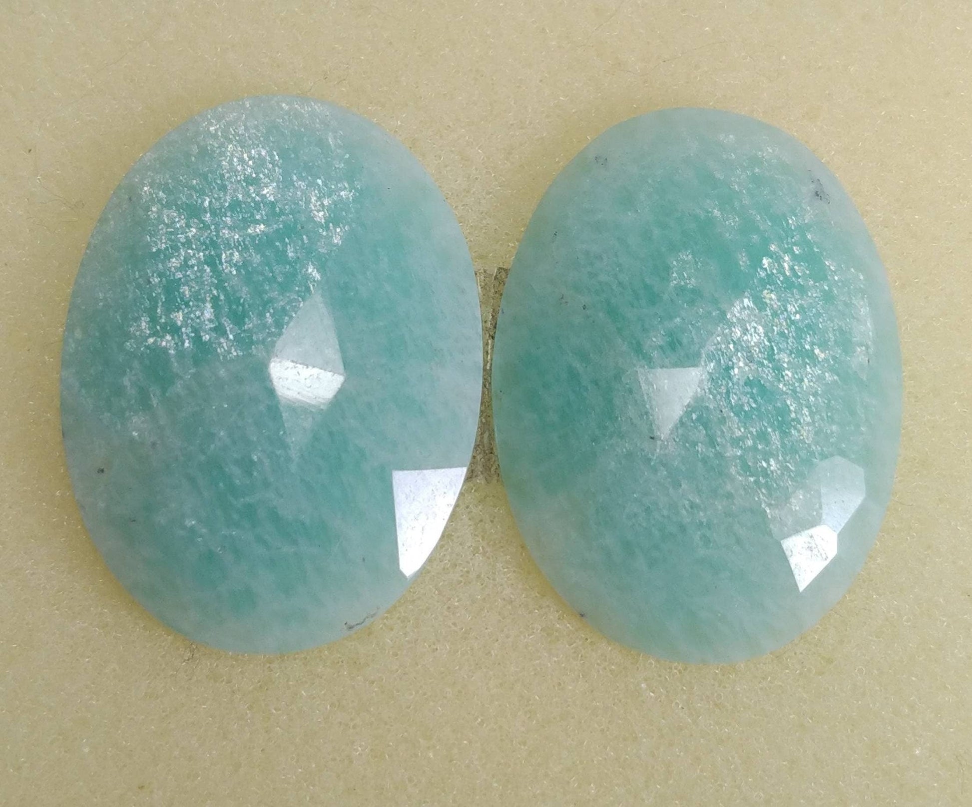 ARSAA GEMS AND MINERALSNatural top quality beautiful 40 carats pair of oval shape rose cut Faceted amazonite Cabochons - Premium  from ARSAA GEMS AND MINERALS - Just $20.00! Shop now at ARSAA GEMS AND MINERALS