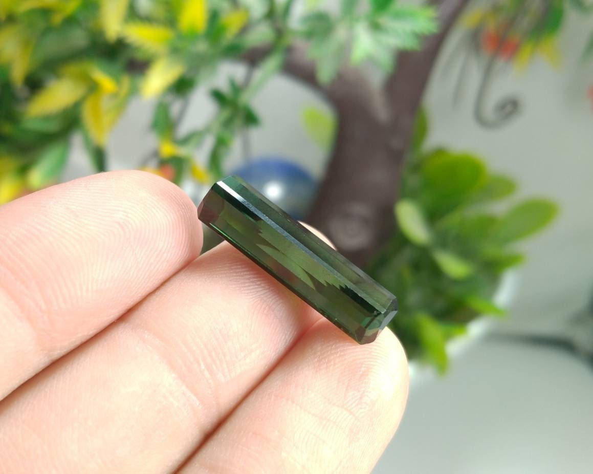 ARSAA GEMS AND MINERALSNatural top quality beautiful 9 carats rectangular shape faceted green tourmaline gem - Premium  from ARSAA GEMS AND MINERALS - Just $90.00! Shop now at ARSAA GEMS AND MINERALS