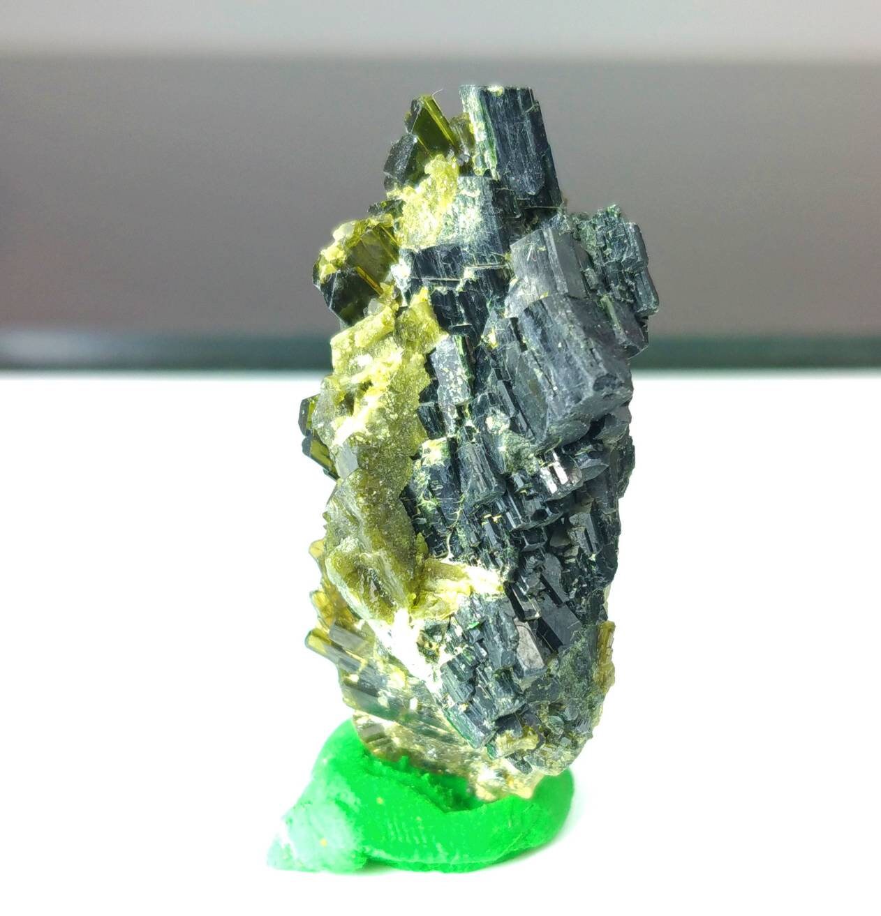 ARSAA GEMS AND MINERALSNatural aesthetic step formation perfectly terminated ugaite/aegirine with green epidote crystal from Pakistan, weight: 15.8 grams - Premium  from ARSAA GEMS AND MINERALS - Just $30.00! Shop now at ARSAA GEMS AND MINERALS