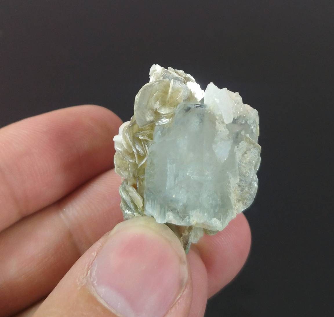 ARSAA GEMS AND MINERALSNatural light blue transparent aquamarine cluster with moscovite from Skardu GilgitBaltistan Pakistan, weight 19.2 grams - Premium  from ARSAA GEMS AND MINERALS - Just $50.00! Shop now at ARSAA GEMS AND MINERALS