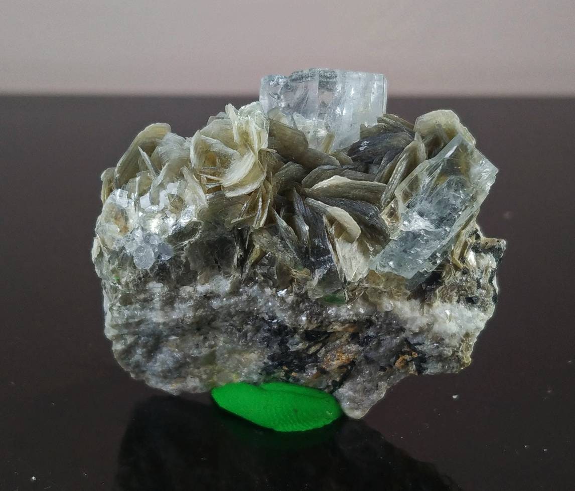 ARSAA GEMS AND MINERALSNatural light blue transparent aquamarine specimen with moscovite from Skardu GilgitBaltistan Pakistan, weight 47.4 grams - Premium  from ARSAA GEMS AND MINERALS - Just $70.00! Shop now at ARSAA GEMS AND MINERALS
