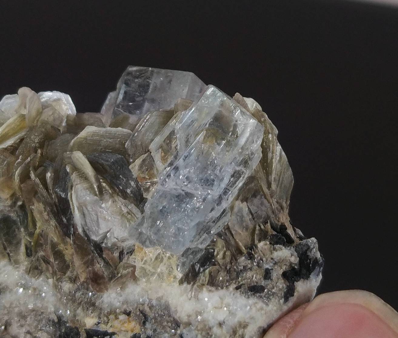 ARSAA GEMS AND MINERALSNatural light blue transparent aquamarine specimen with moscovite from Skardu GilgitBaltistan Pakistan, weight 47.4 grams - Premium  from ARSAA GEMS AND MINERALS - Just $70.00! Shop now at ARSAA GEMS AND MINERALS