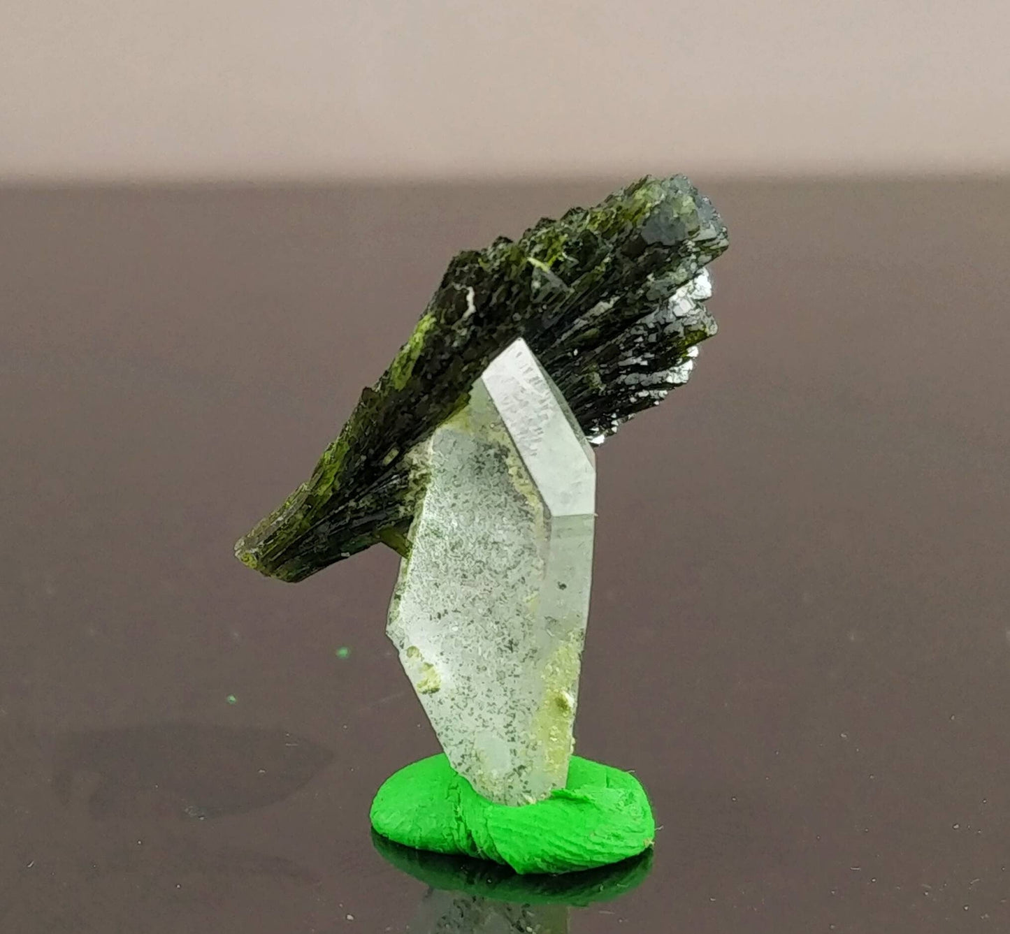 ARSAA GEMS AND MINERALSNatural aesthetic unique combination of bowtie epidote on quartz terminated crystal from Pakistan, weight: 4.1 grams - Premium  from ARSAA GEMS AND MINERALS - Just $40.00! Shop now at ARSAA GEMS AND MINERALS