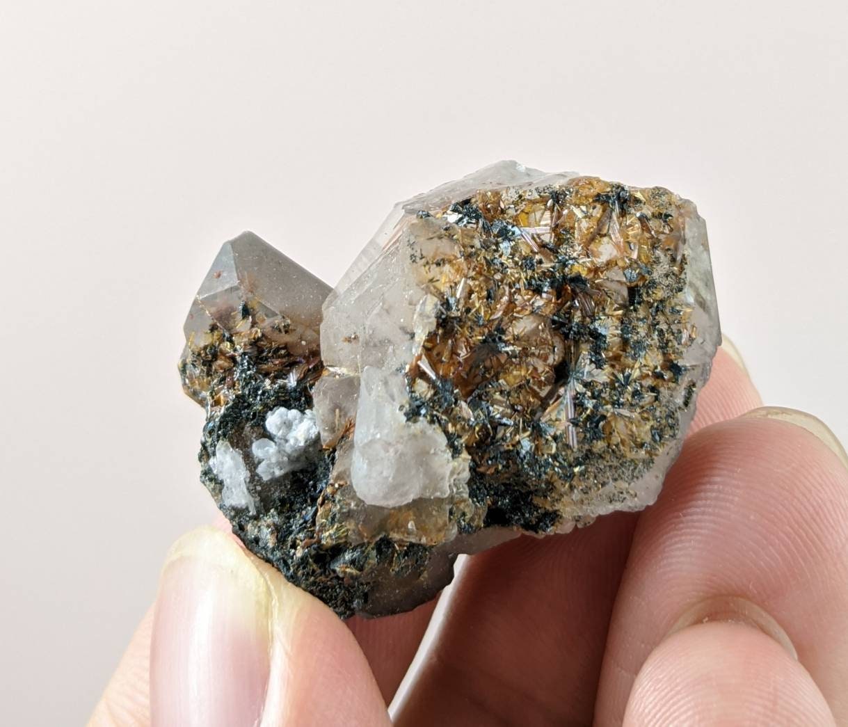 ARSAA GEMS AND MINERALSNatural fine quality beautiful 20.5 grams cegenite var Rutile inclusion with smokey quartz crystals specimen from Pakistan - Premium  from ARSAA GEMS AND MINERALS - Just $30.00! Shop now at ARSAA GEMS AND MINERALS