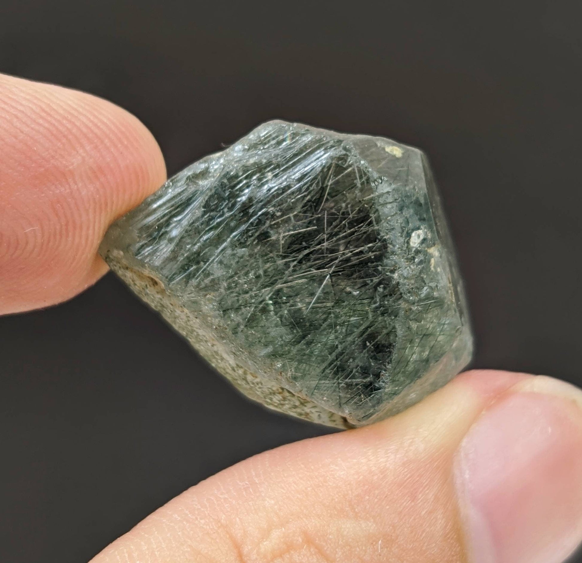 ARSAA GEMS AND MINERALSGreen Apatite with basolite inclusion transparent  crystal from Mohmand Agency KPK Pakistan, weight 16.3 grams - Premium  from ARSAA GEMS AND MINERALS - Just $20.00! Shop now at ARSAA GEMS AND MINERALS