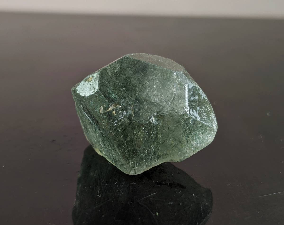 ARSAA GEMS AND MINERALSGreen Apatite with basolite inclusion transparent  crystal from Mohmand Agency KPK Pakistan, weight 16.3 grams - Premium  from ARSAA GEMS AND MINERALS - Just $20.00! Shop now at ARSAA GEMS AND MINERALS