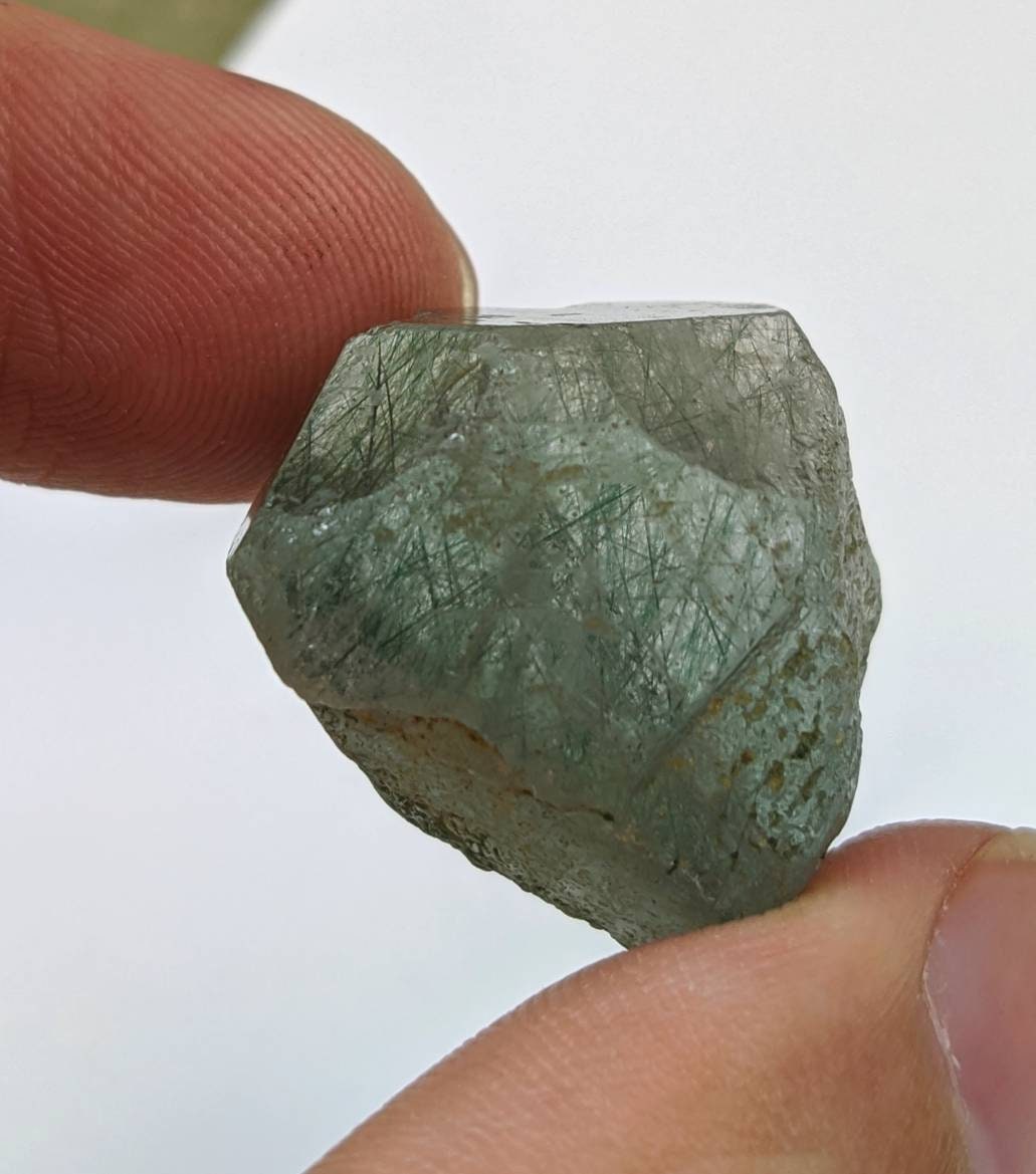 ARSAA GEMS AND MINERALSGreen Apatite with basolite inclusion transparent  crystal from Mohmand Agency KPK Pakistan, weight 16.3 grams - Premium  from ARSAA GEMS AND MINERALS - Just $20.00! Shop now at ARSAA GEMS AND MINERALS