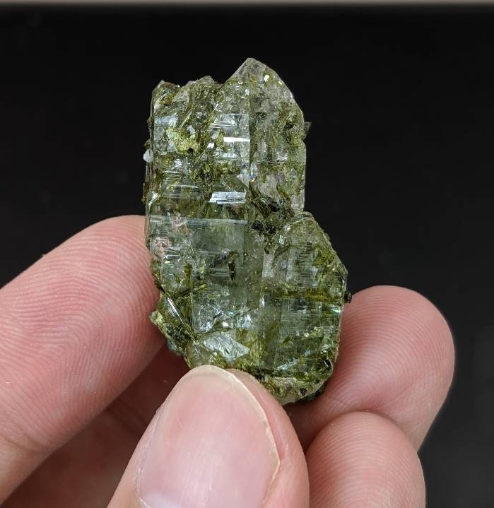 ARSAA GEMS AND MINERALSGreen epidote inclusion in transparent quartz crystal from Pakistan, weight: 16.7 grams - Premium  from ARSAA GEMS AND MINERALS - Just $30.00! Shop now at ARSAA GEMS AND MINERALS