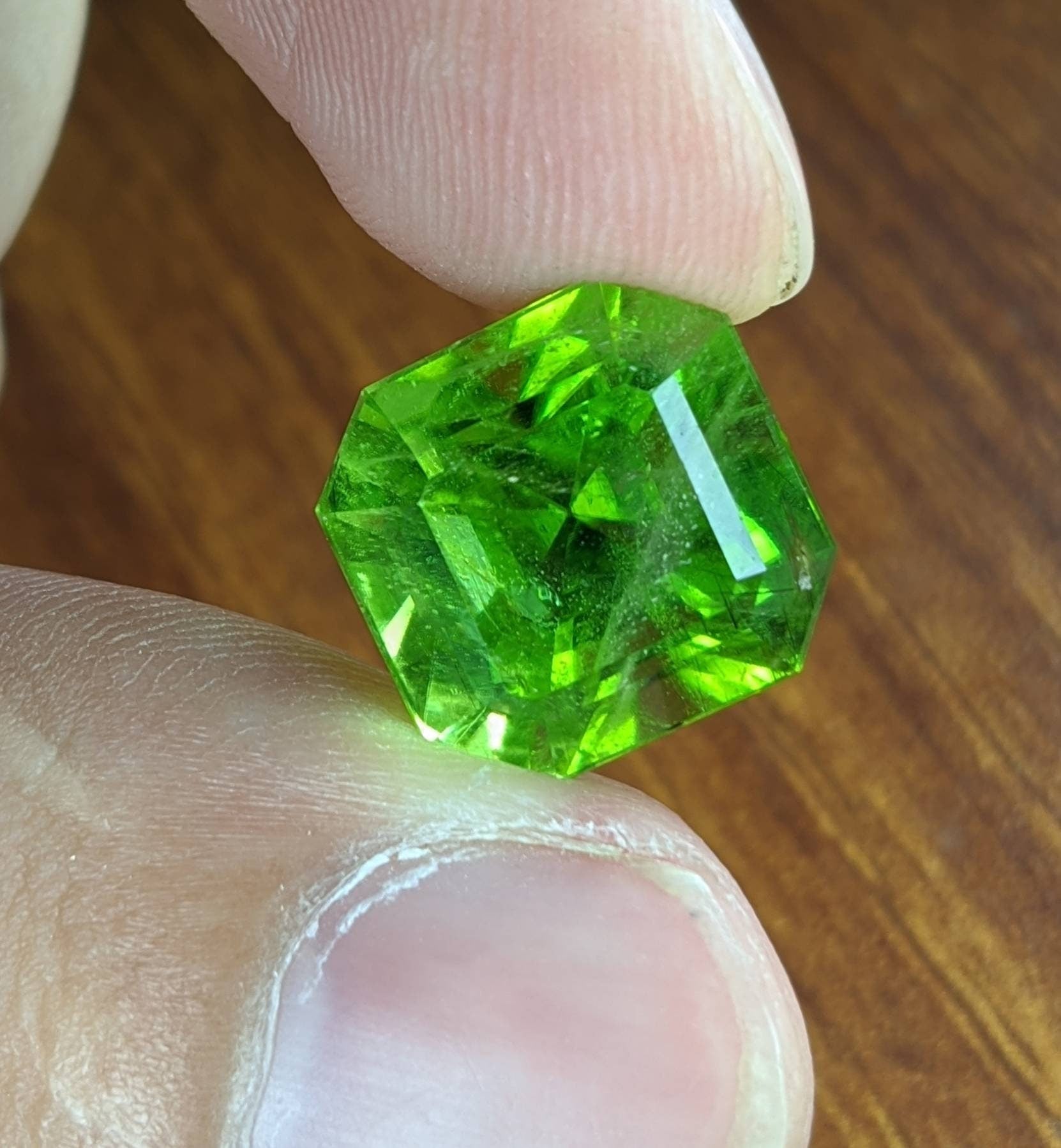 ARSAA GEMS AND MINERALSNatural top quality beautiful 14.5 carats eye nice clarity faceted radiant shape green peridot gem - Premium  from ARSAA GEMS AND MINERALS - Just $240.00! Shop now at ARSAA GEMS AND MINERALS