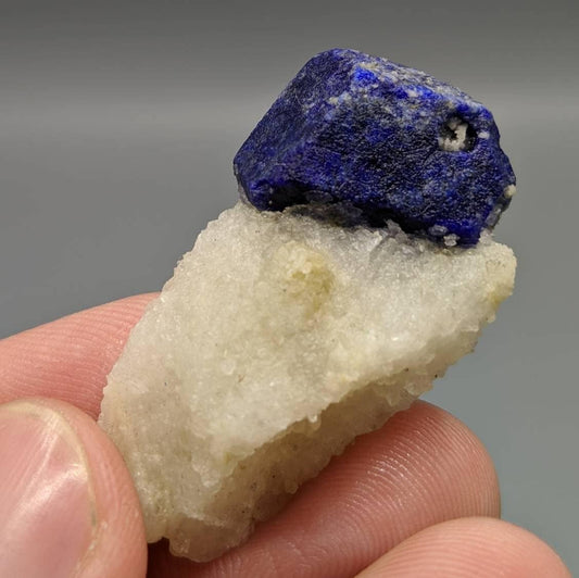 ARSAA GEMS AND MINERALSBeautiful well formed Lazurite crystal perched on white calcite matrix from Afghanistan, weight 11.5 grams - Premium  from ARSAA GEMS AND MINERALS - Just $45.00! Shop now at ARSAA GEMS AND MINERALS