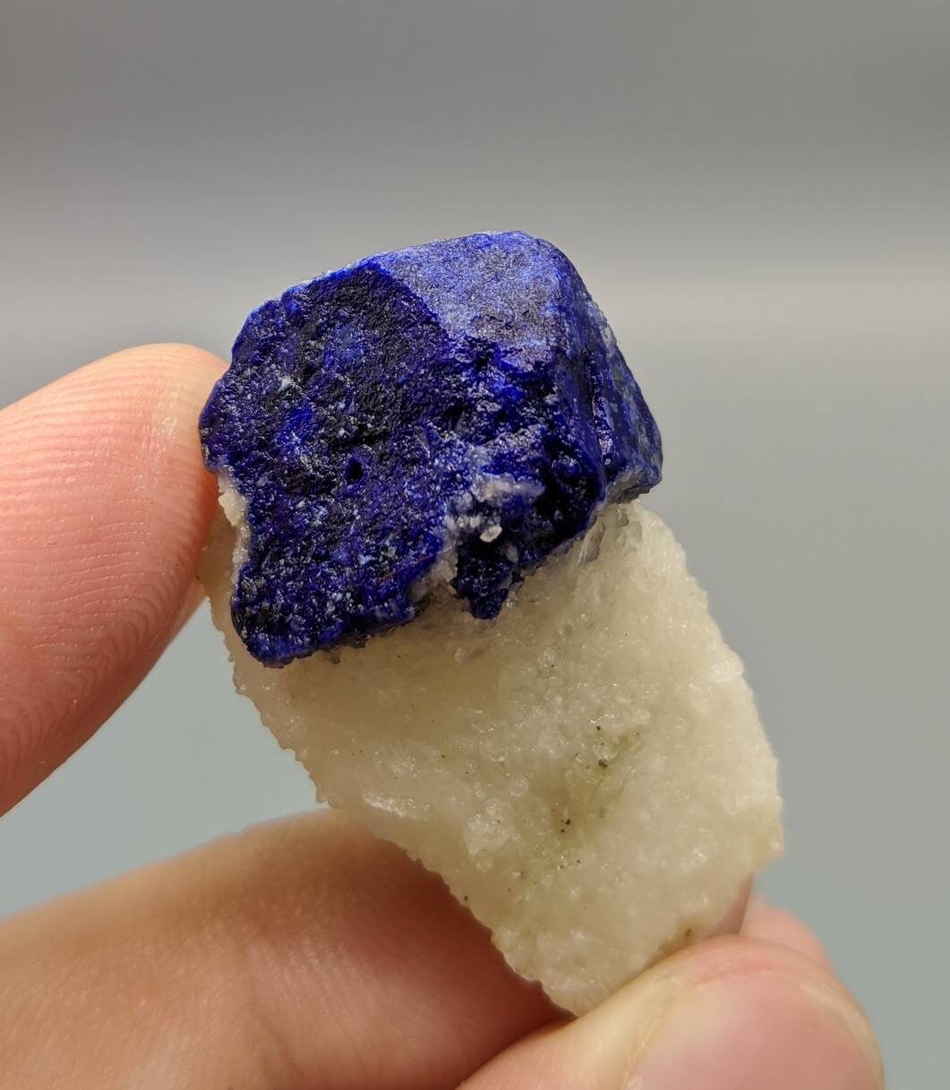 ARSAA GEMS AND MINERALSBeautiful well formed Lazurite crystal perched on white calcite matrix from Afghanistan, weight 11.5 grams - Premium  from ARSAA GEMS AND MINERALS - Just $45.00! Shop now at ARSAA GEMS AND MINERALS