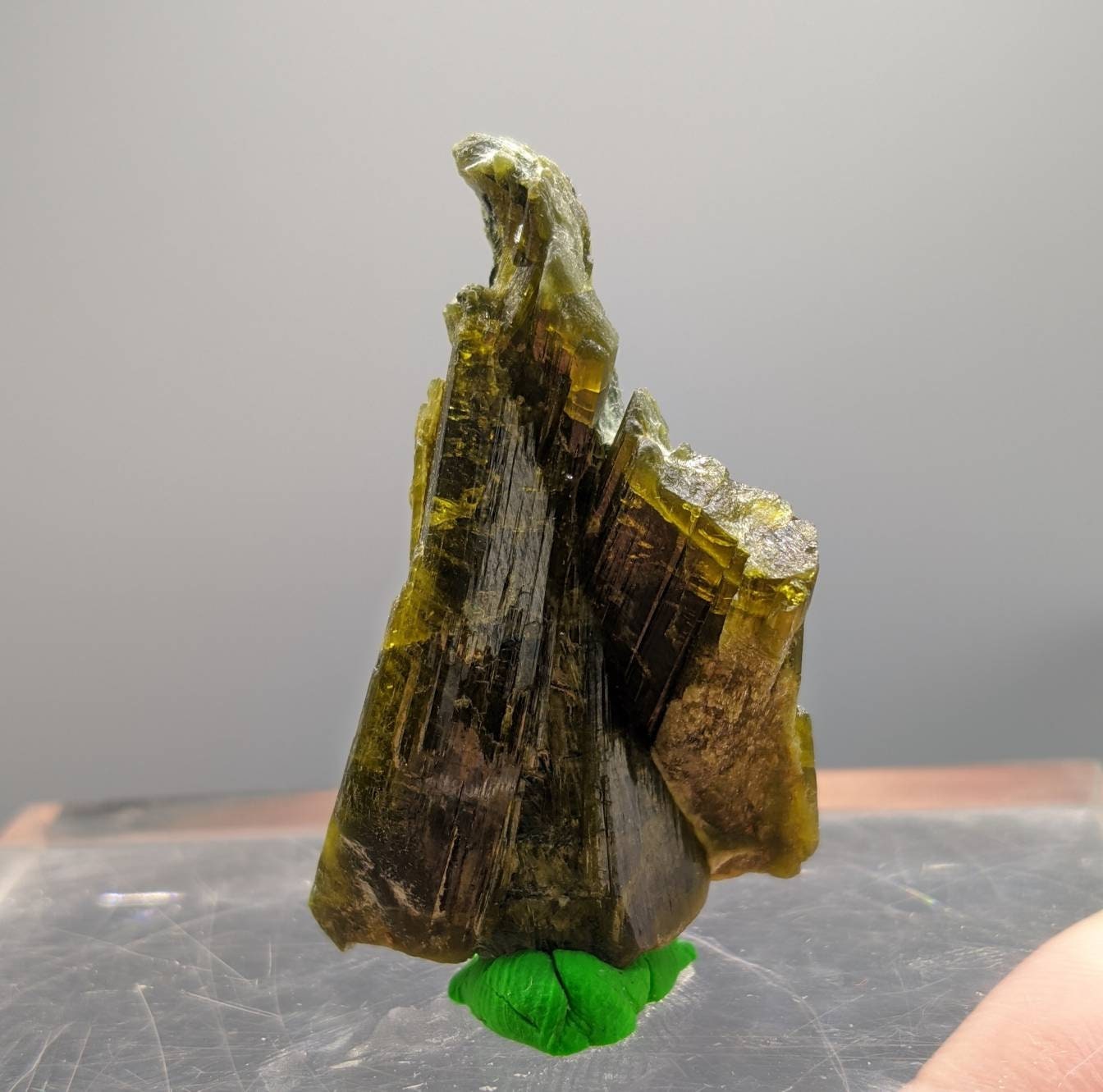 ARSAA GEMS AND MINERALSNatural aesthetic 14.3 gram Beautiful bended green epidote crystal from KP Pakistan - Premium  from ARSAA GEMS AND MINERALS - Just $20.00! Shop now at ARSAA GEMS AND MINERALS
